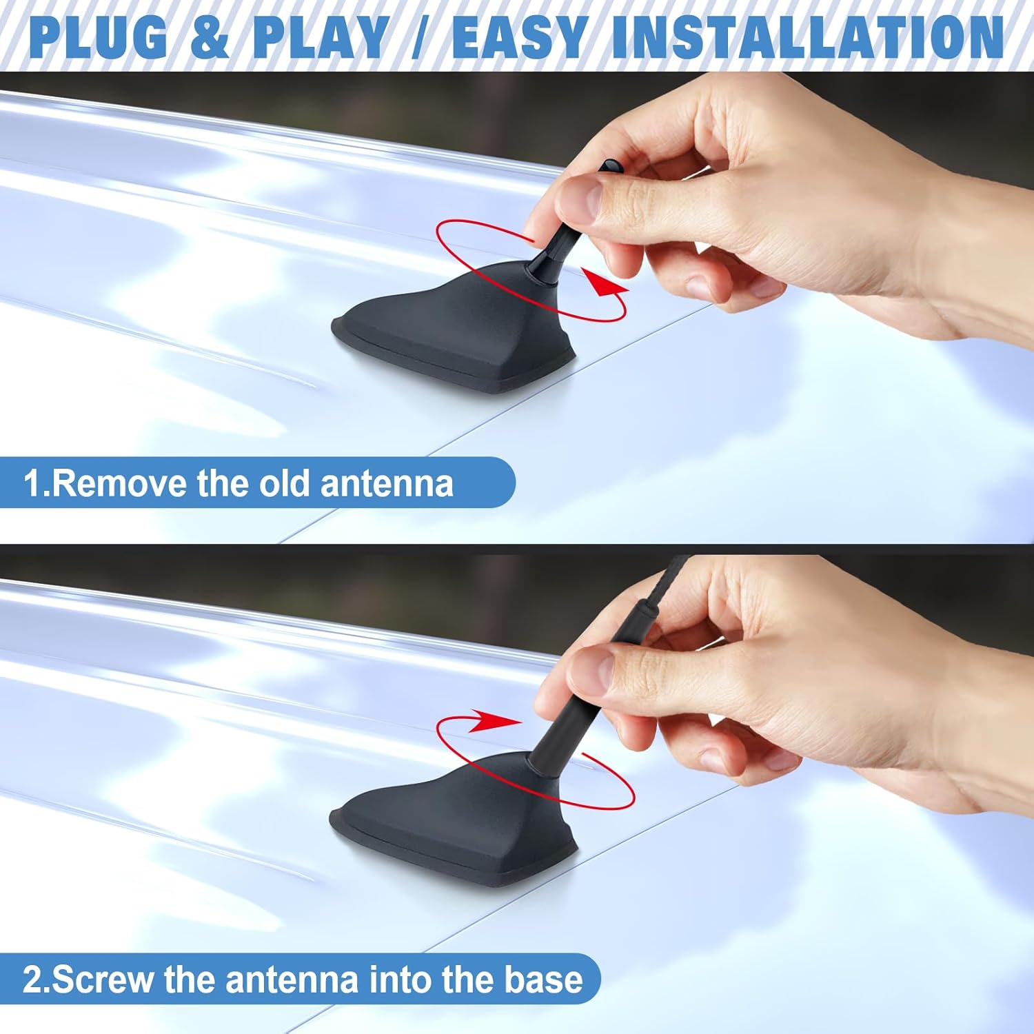 Eightwood Car Antenna 16 inch, AM/FM Radio Antenna Mast Replacement