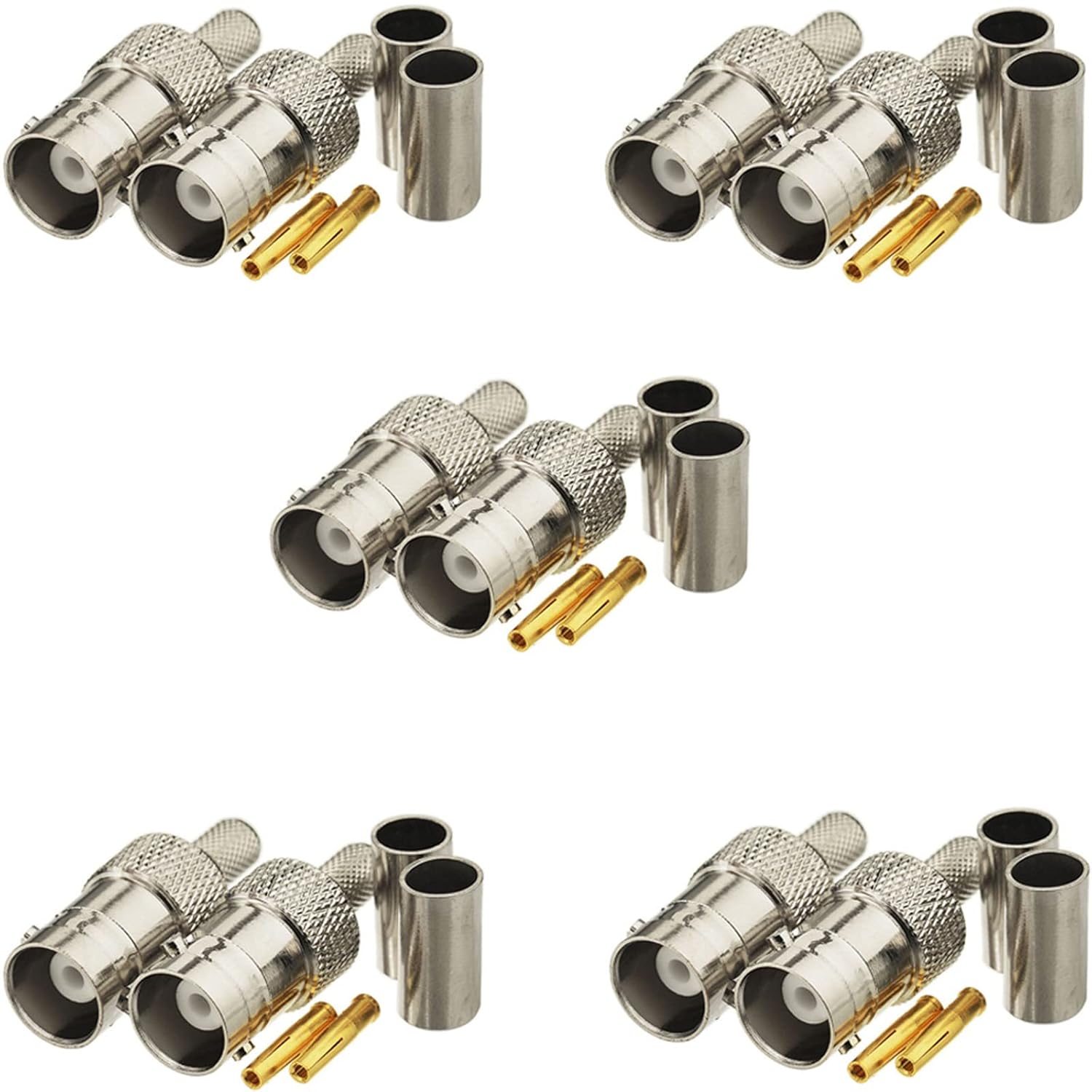 Eightwood 10pcs BNC Female Crimp RF Connector 50 ohm for RG58 RG142 LMR195 Cable