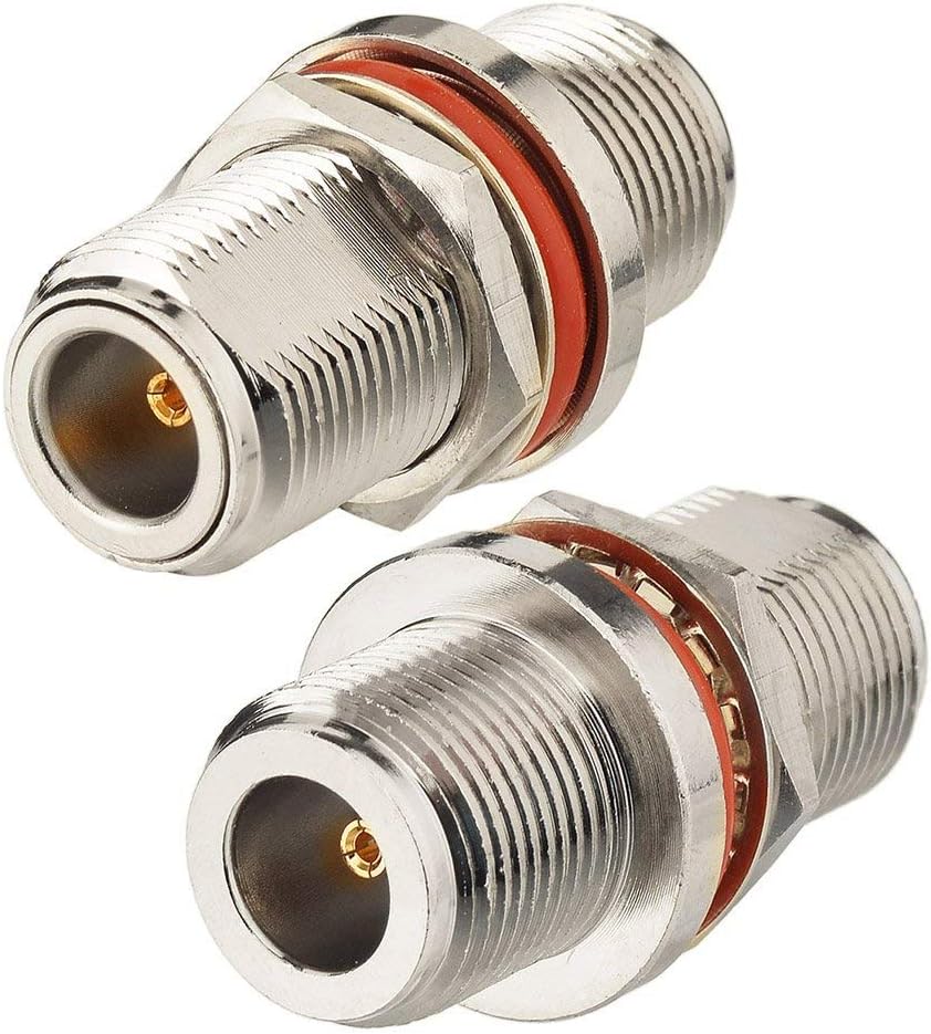 Eightwood 2pcs N Female to N Female Bulkhead Connector RF Coaxial Adapter