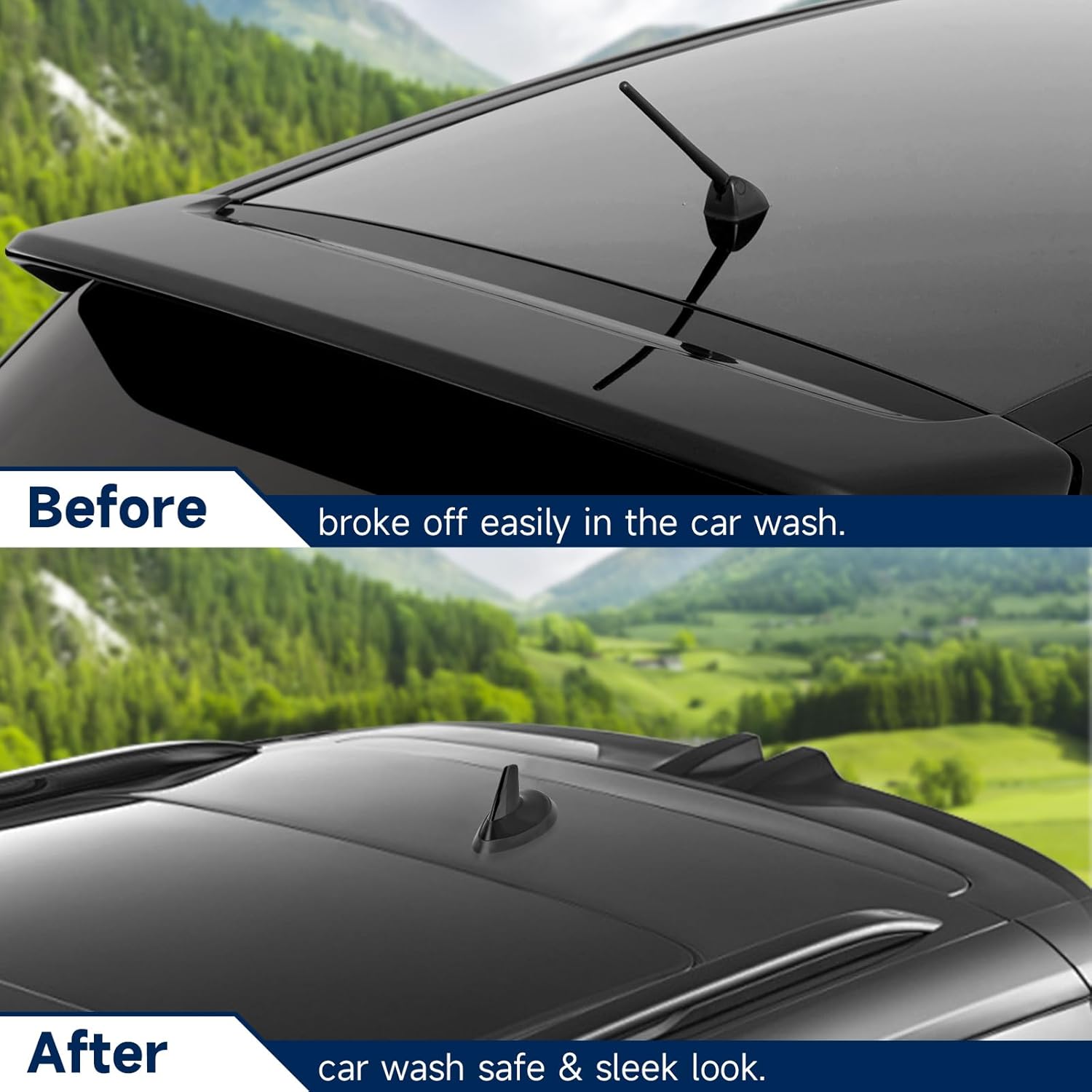 Eightwood Shark Fin Universal Car Radio Antenna, Roof Mount Amplified FM AM Antenna for Vehicle Car Truck Stereo Receiver Media Head Unit HD Radio