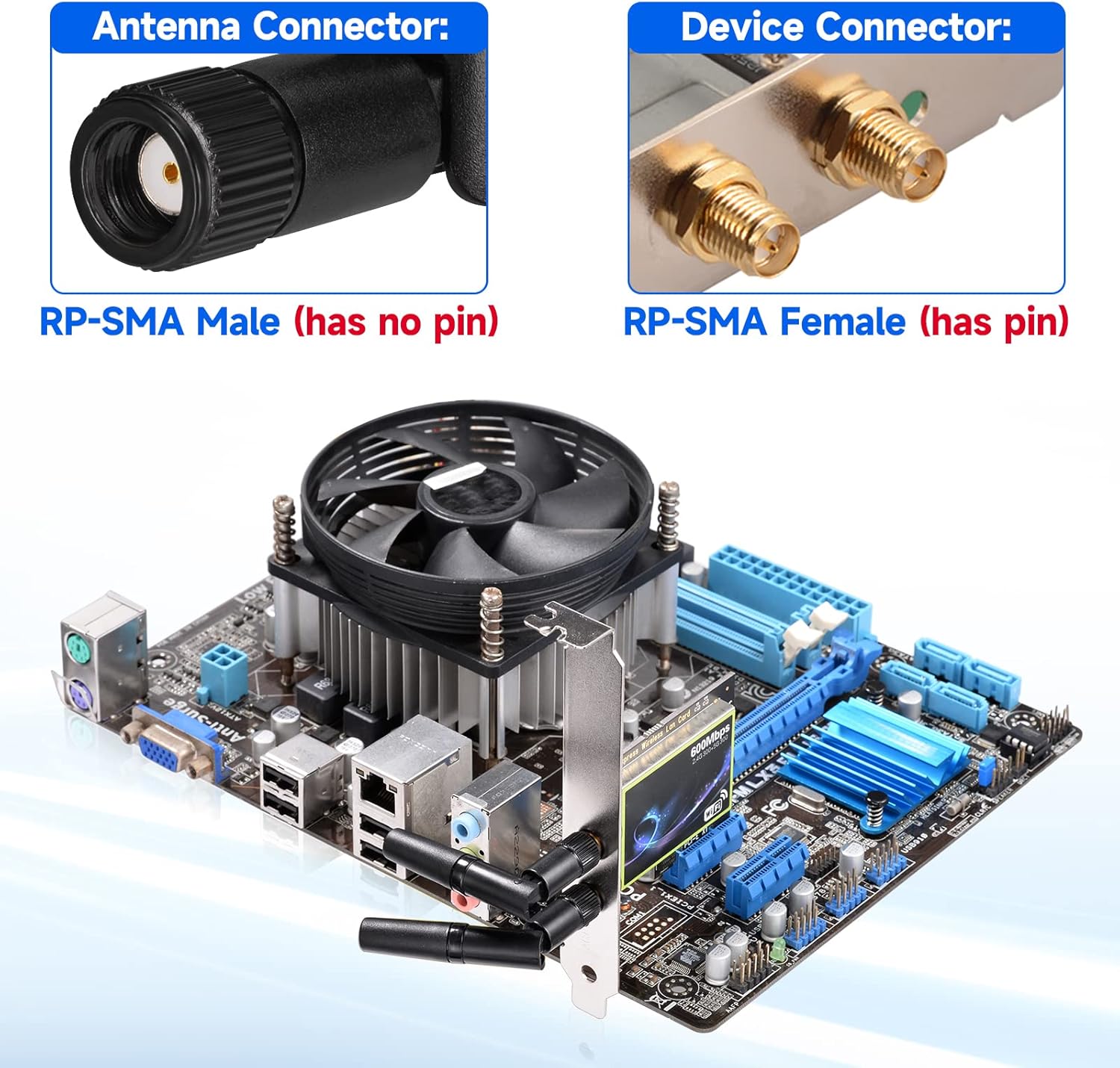 Eightwood Small WiFi Antenna 2.4GHz 5GHz Dual Band RP-SMA Antenna 4pcs for PC Desktop Computer PCIe Card WiFi Router Wireless Back Up Camera