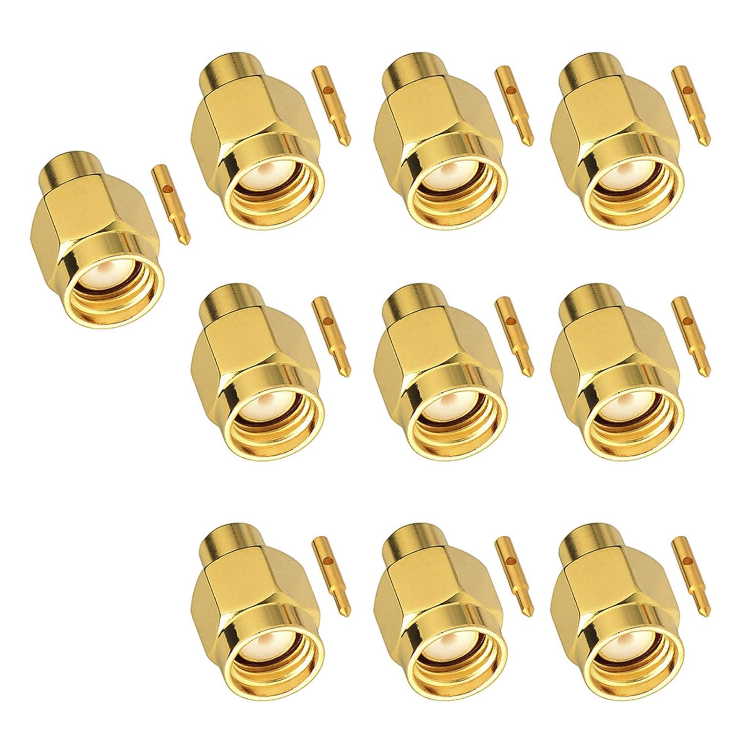 Eightwood 10pcs SMA Solder Male Plug Connector Straight for RG402 .141 Semi-Rigid Cable 50 Ohm