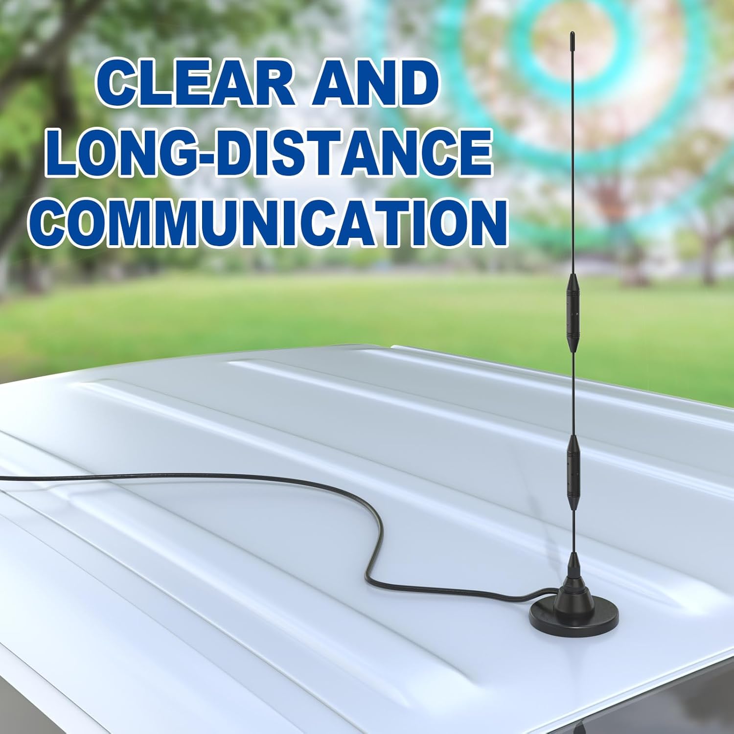 Eightwood Car Mobile Ham Radio Antenna High Gain Dual Band VHF UHF 136-174MHz 400-480MHz PL259 Male Antennae Magnetic Base with SMA Female to SO239 Adapter for BTECH Anytone Baofeng Radios