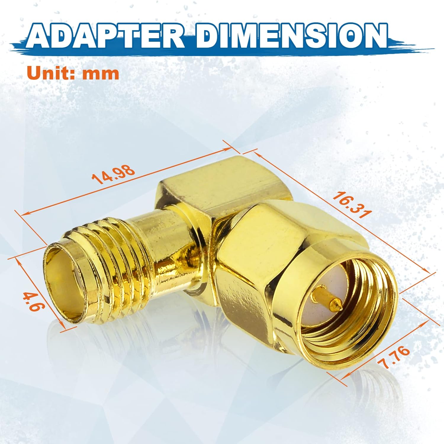 Eightwood SMA Male to Female Right Angle FPV Antenna Adapter 90 Degree Elbow Connector 2-Pack for FPV Goggle, Backup Camera, Two-Way Radio Antenna, Amateur Radio Transceiver, 4G LTE Antenna