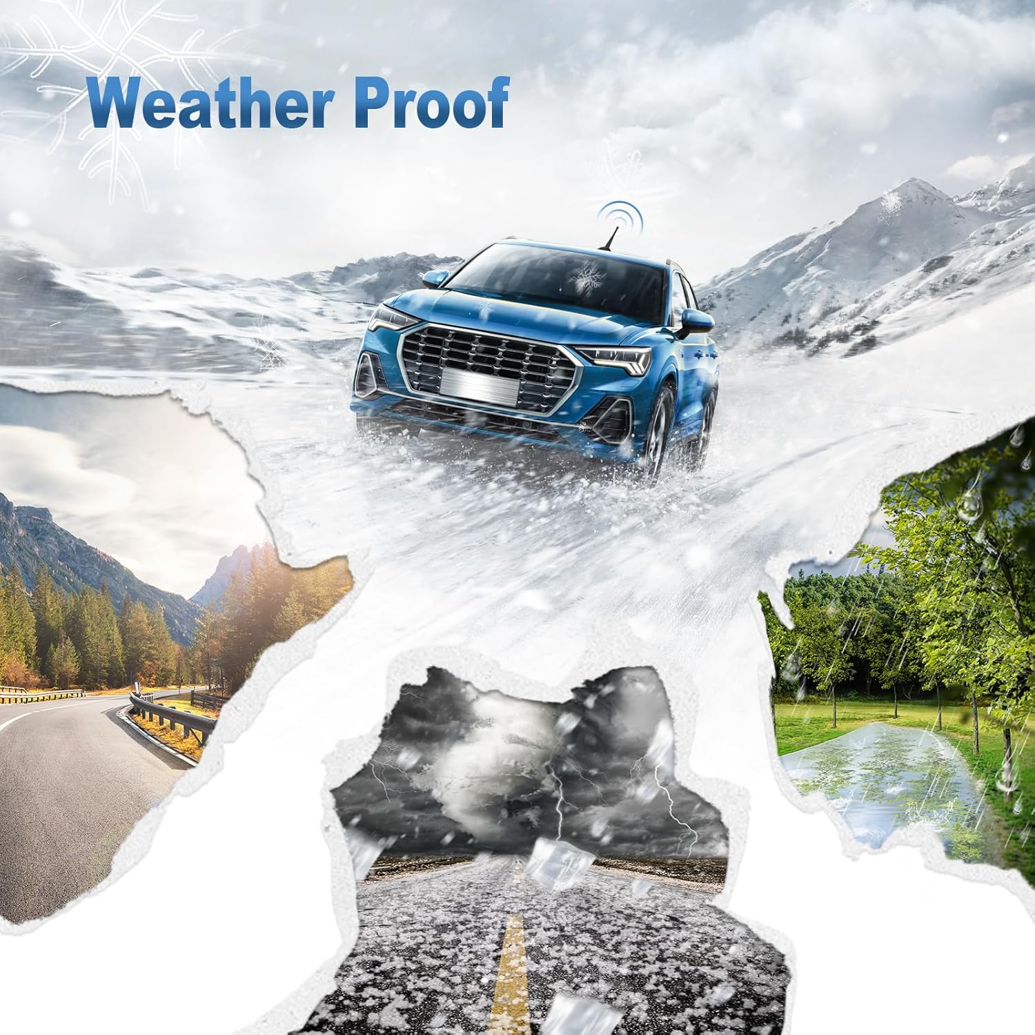 Eightwood Car FM AM Radio Antenna 4.3 inch, Rubber Universal Roof Mount Vehicle Antenna Mast Replacement with M4 M5 M6 Thread Adapters