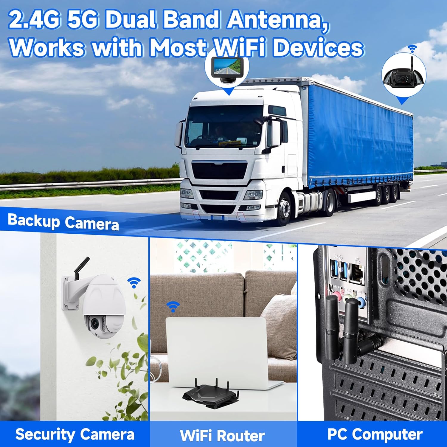 Eightwood Small WiFi Antenna 2.4GHz 5GHz Dual Band RP-SMA Antenna 4pcs for PC Desktop Computer PCIe Card WiFi Router Wireless Back Up Camera