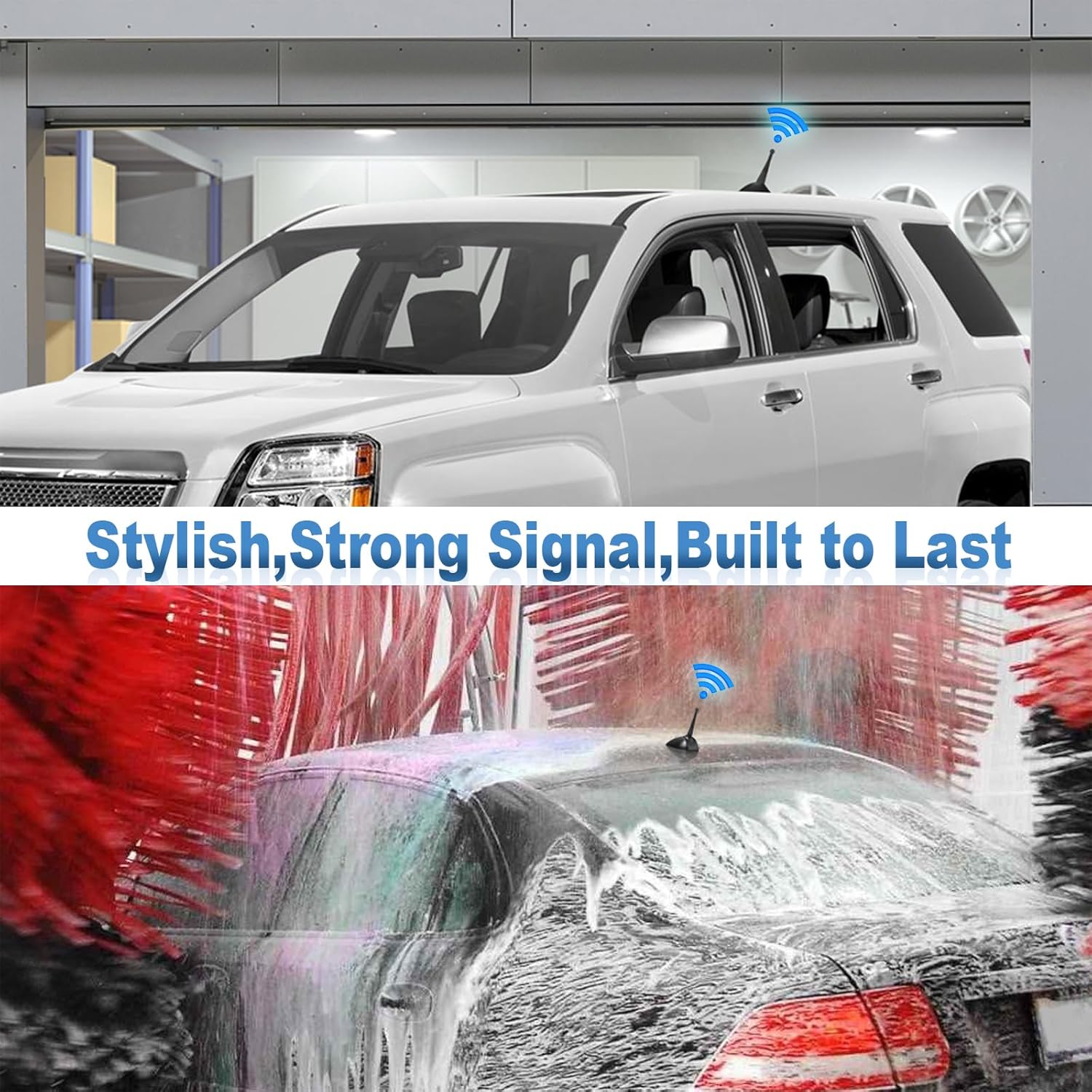 Eightwood Short Vehicle FM AM Radio Antenna 3.4 inch, Universal Roof Mount Rubber Car Antenna Mast Replacement with M4 M5 M6 Thread Adapters