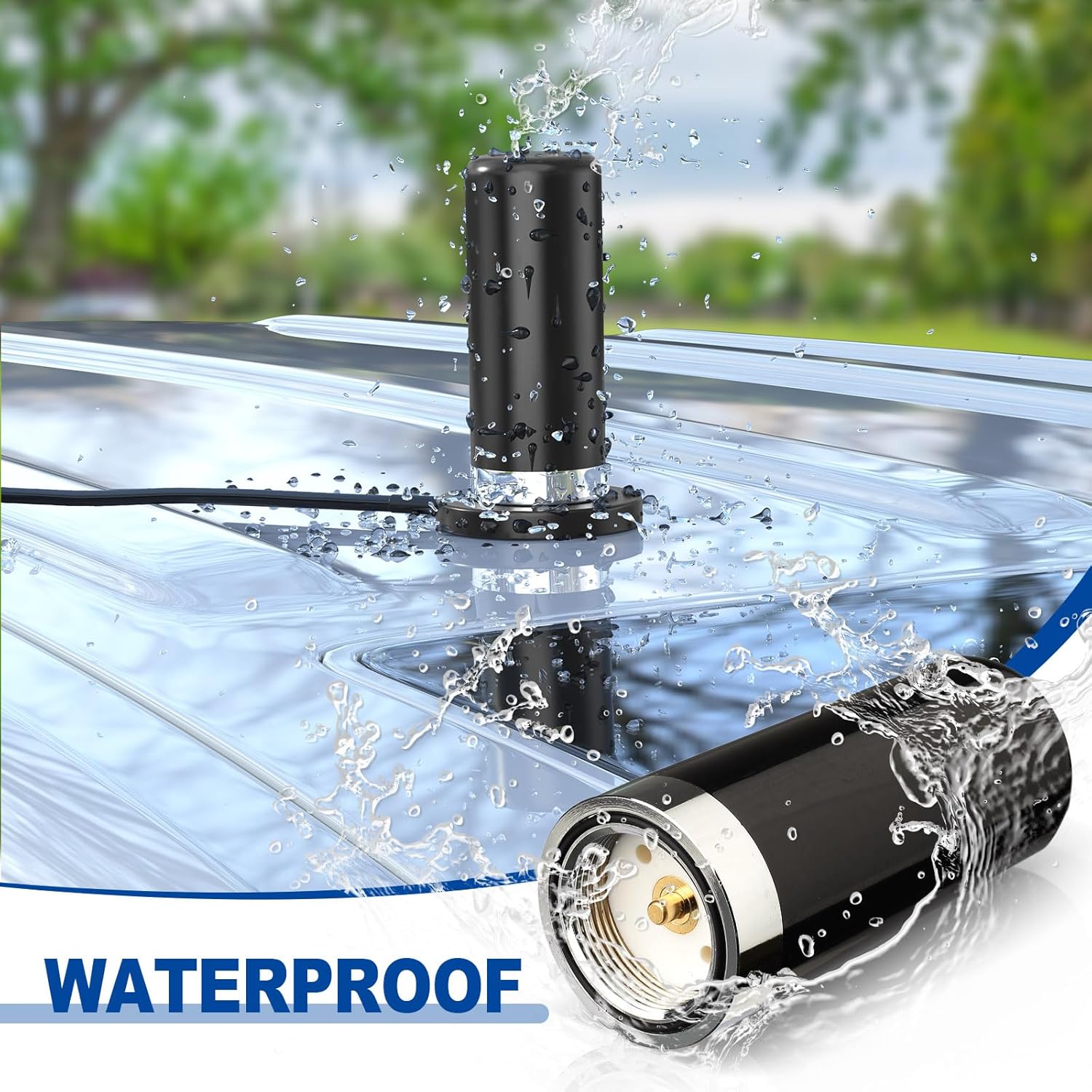 Eightwood Dual Band UHF VHF Antenna MNO Mount Ham Radio Antenna 136-174MHZ 400-470MHZ for Vehicle Car Truck Marine Amateur Mobile Radio Two Way Radio