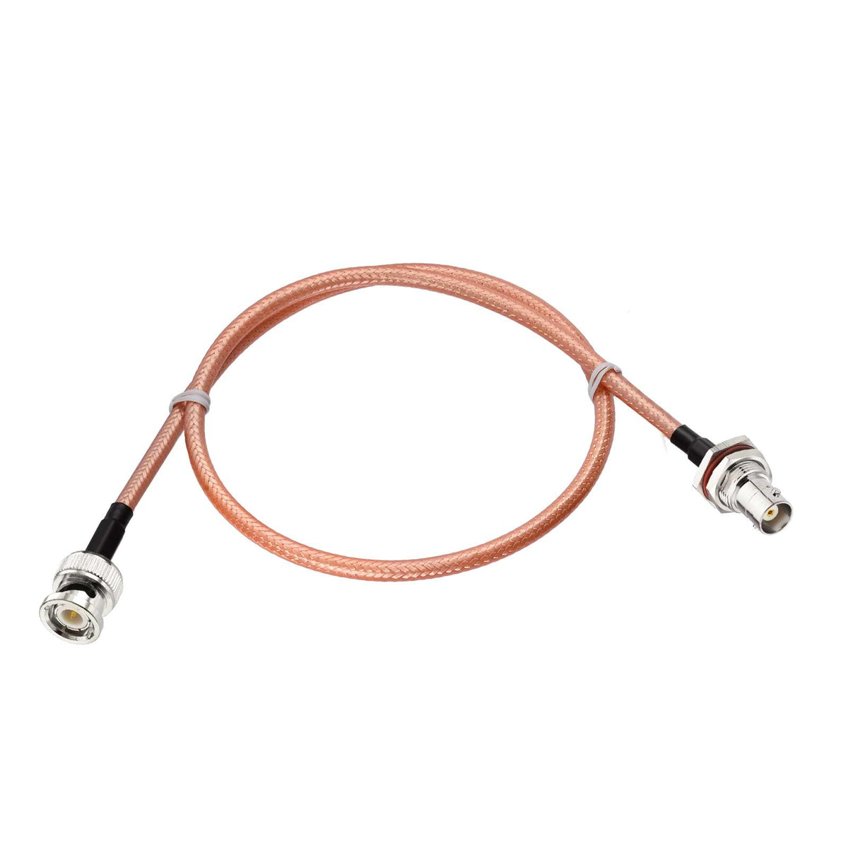 Eightwood BNC Female Bulkhead to BNC Male Low Loss RG400 Coax Cable 2ft | for CB VHF UHF Ham Radio, Scanner Antenna, Oscilloscope, Wireless Microphone System
