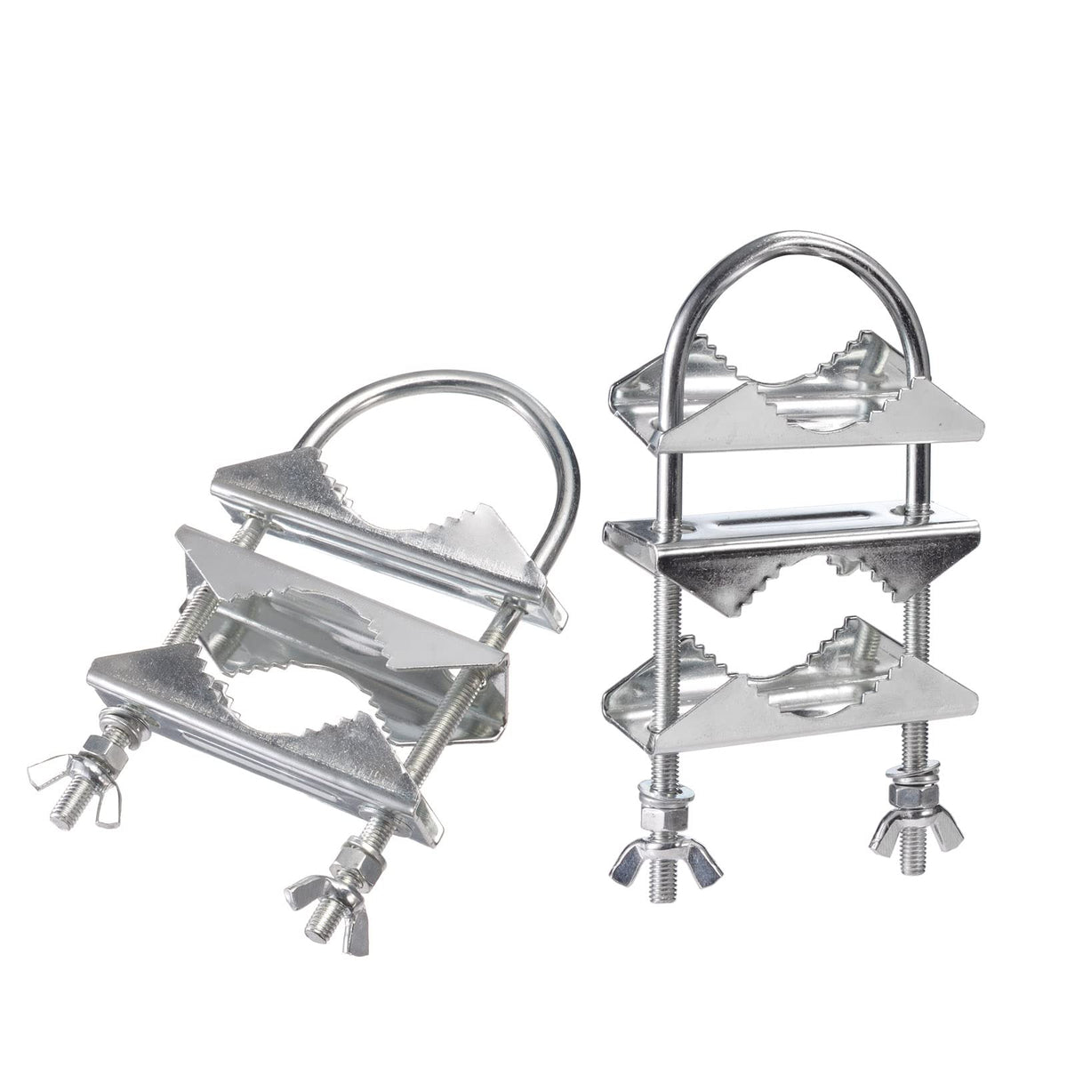 Eightwood Double Antenna Mast Clamp V Jaw Mounting Bracket U Bolts, 2 Sets | Pipe to Pipe Clamp for Outdoor CB Antenna, TV Antenna, Lora Antenna, WiFi Yagi Antenna, Weather Station