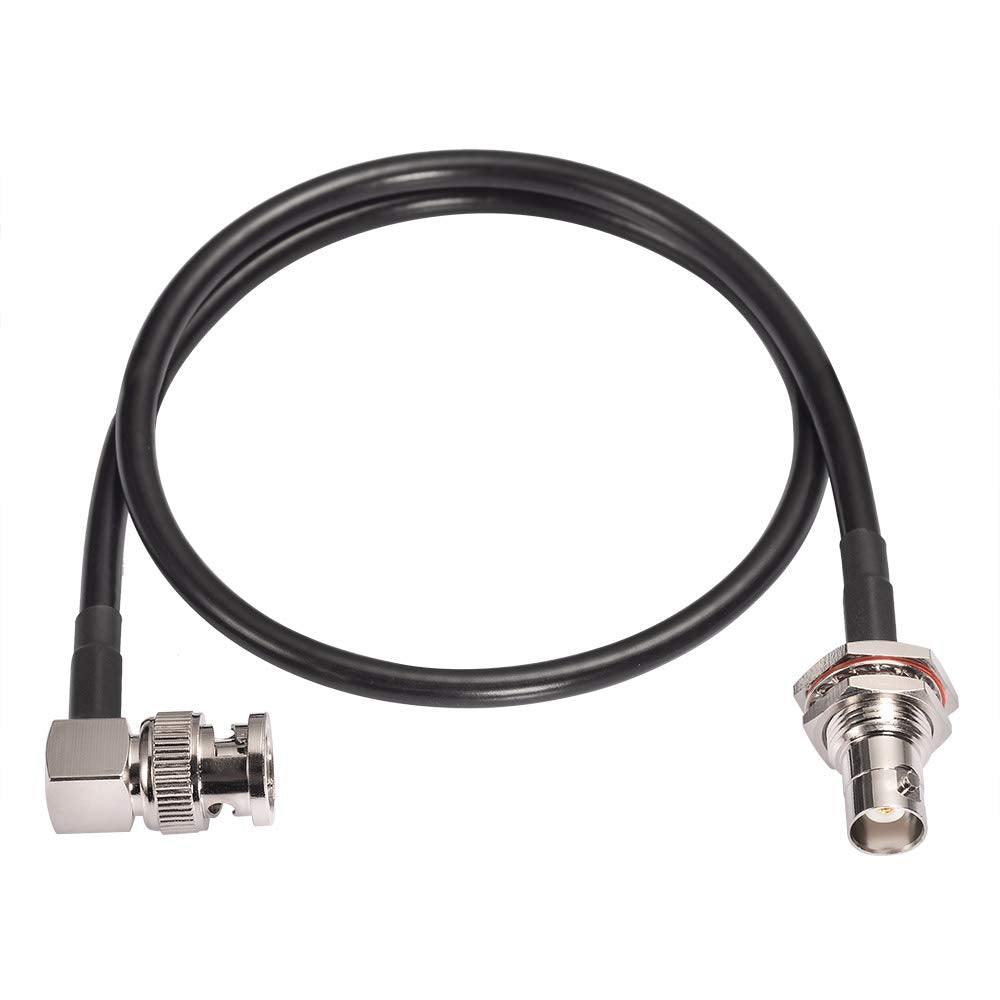 Eightwood BNC Bulkhead Female to BNC Male Right Angle Adapter RG58 Cable 50cm/ 1.6 feet