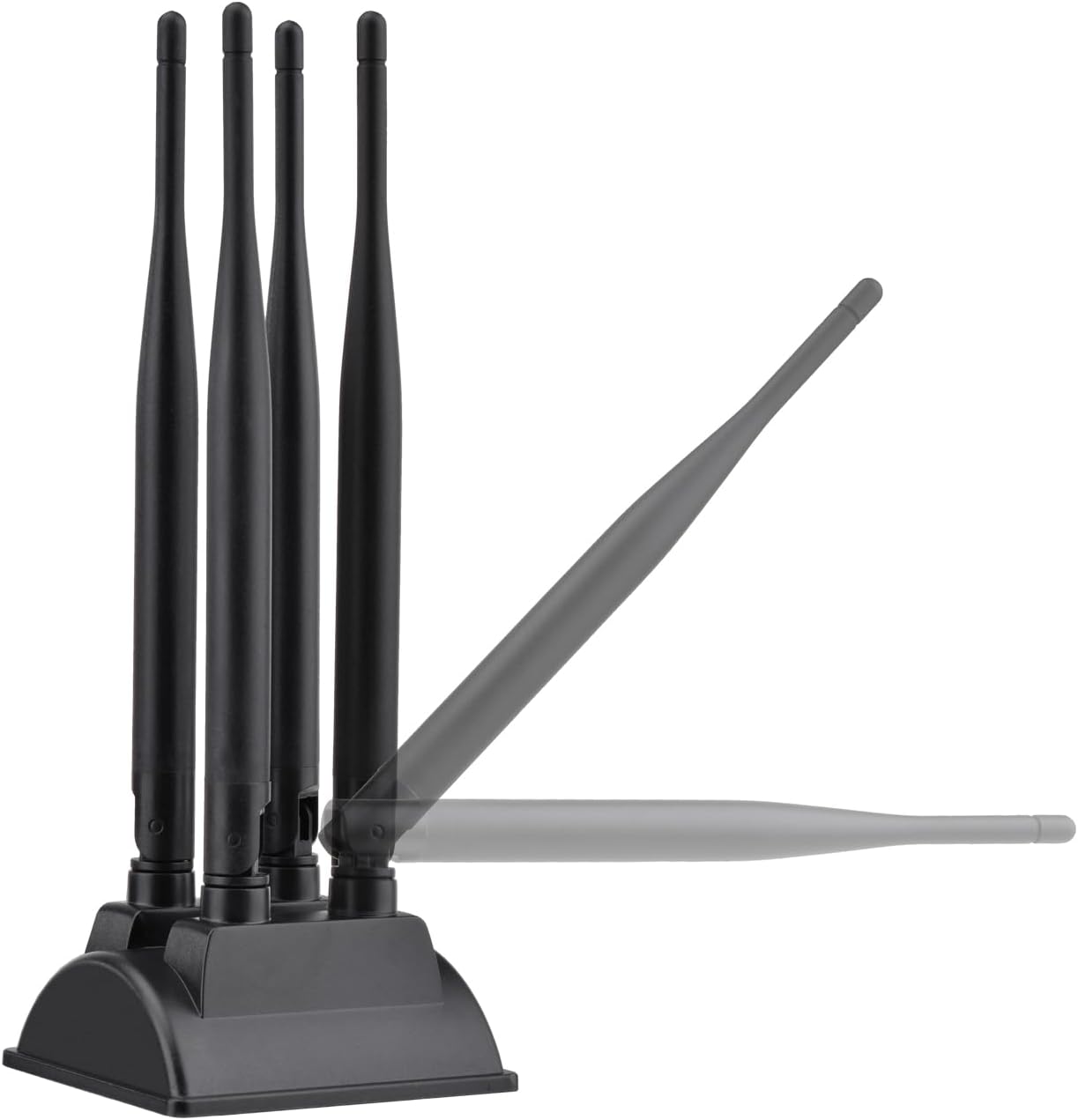 Eightwood Dual Band WiFi 6 Antenna 2.4GHz 5GHz, 4 RP-SMA Connector WiFi Antenna Magnetic Base for PC Desktop Computer PCIe Bluetooth Card Wireless Router and Access Point