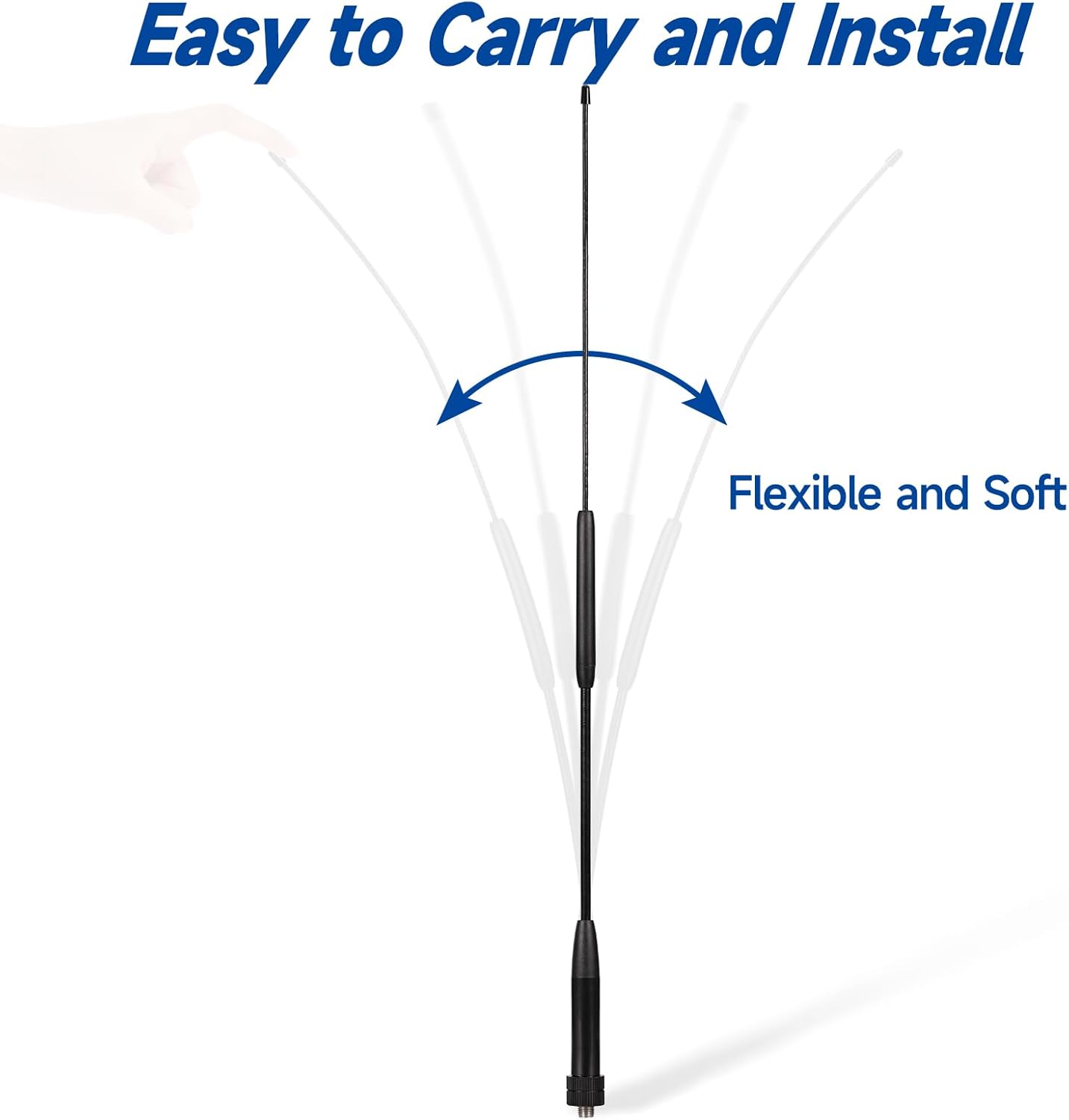 Eightwood SMA Female Whip Antenna Dual Band VHF UHF 144/430Mhz Flexible Antenna 14in 2-Pack for Baofeng Radios UV-5R UV-82 BF-F8HP