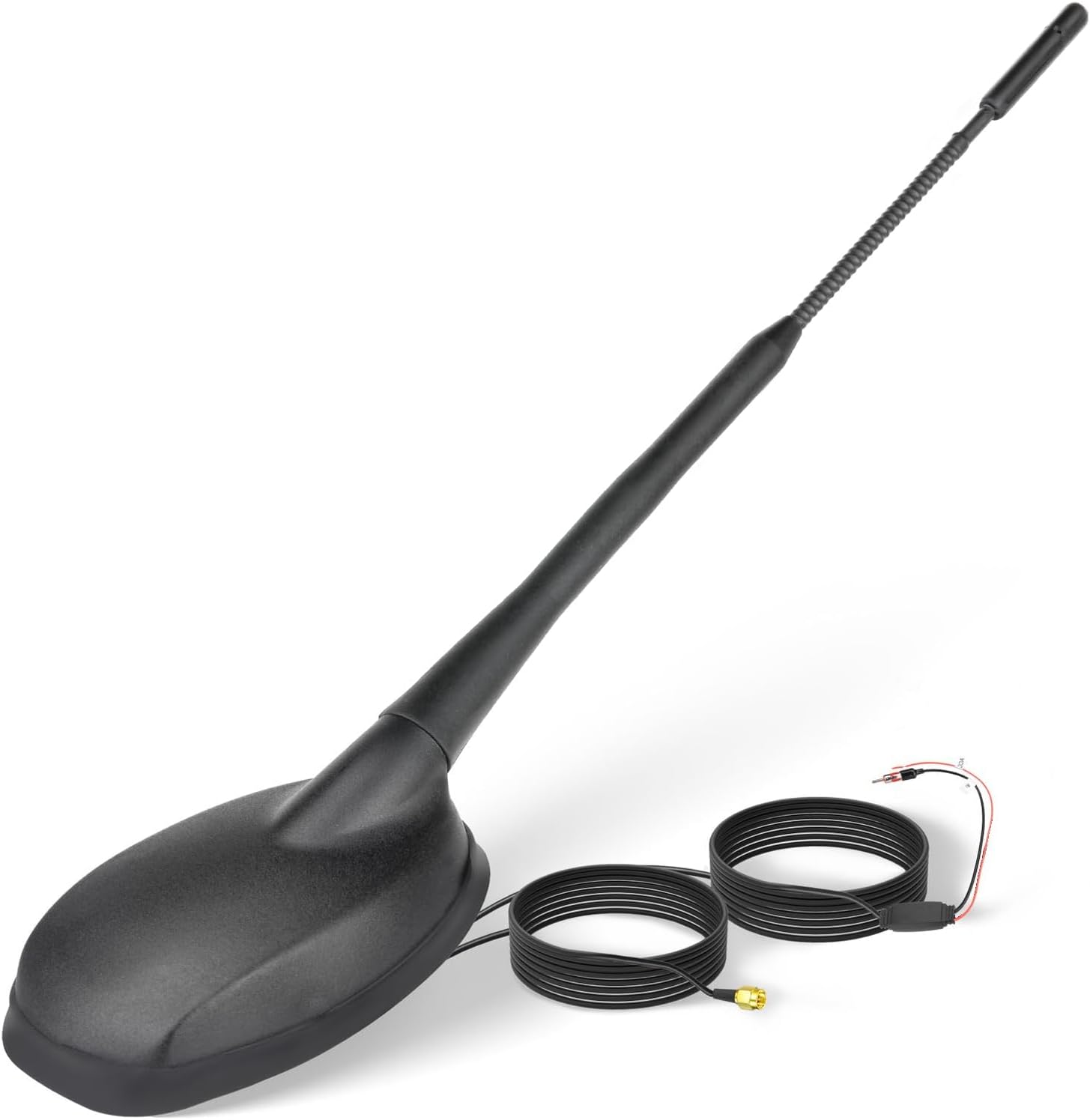 Eightwood FM/AM + GPS Car Combo Antenna, Amplified FM AM Radio Antenna and GPS SMA Antennae with 16.4 feet Cable for Car Truck SUV Marine Boat Radio Stereo Receiver Head Unit Navigation System