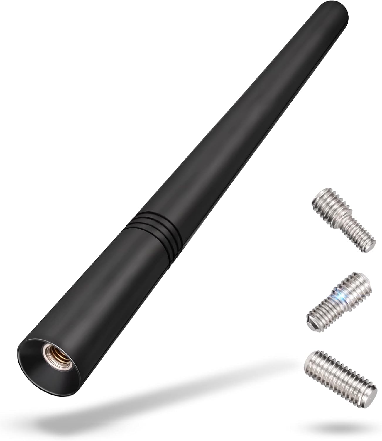 Eightwood Car Radio Antenna Replacement 5.6 inch, Universal Roof Mount Vehicle Antenna Mast, Flexible Rubber FM AM Antennae with M4 M5 M6 Screw Adapters