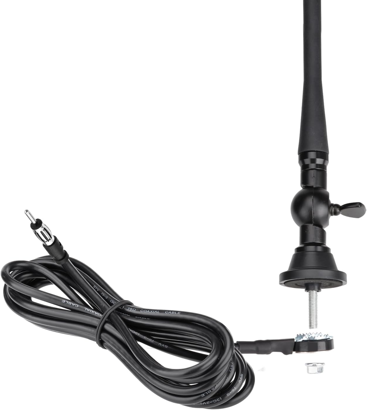 Eightwood Boat Car Radio Antenna 20 Inch, Rubber AM/FM Stereo Antenna Mast with Mount Base for Marine Boat Car Tractor RV UTV ATV Motorcycle Yacht Pontoon