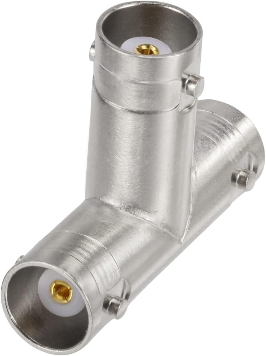 Eightwood 2pcs BNC Tee Type Adapter BNC Female to Female to Female Video Splitter Connector for CCTV DVR Camera