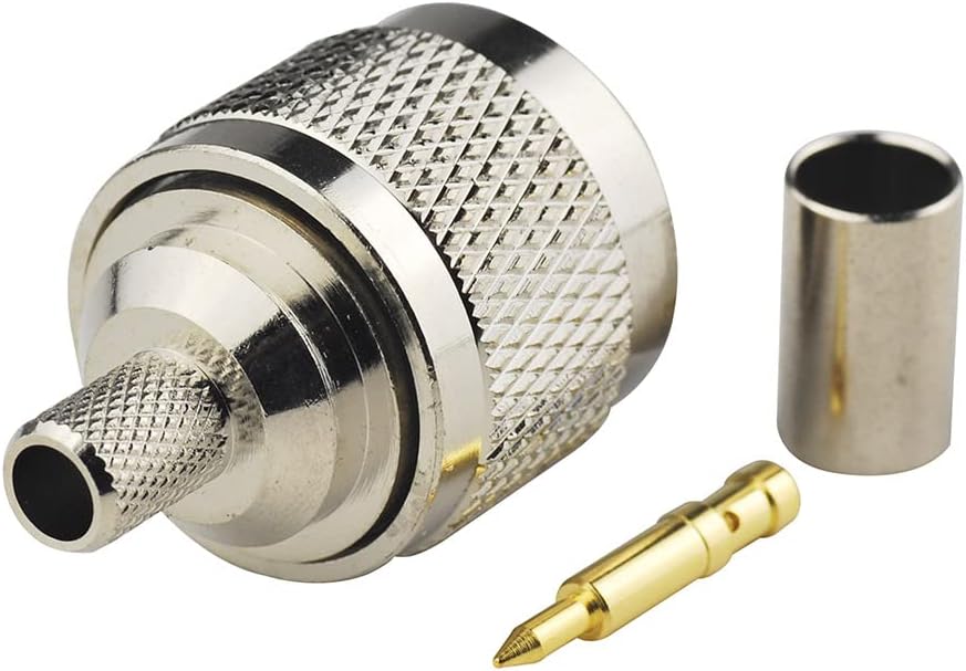 Eightwood N Male Plug Crimp RF Connector 50 ohm for LMR240 RG8X Coax Cable (5-Pack)