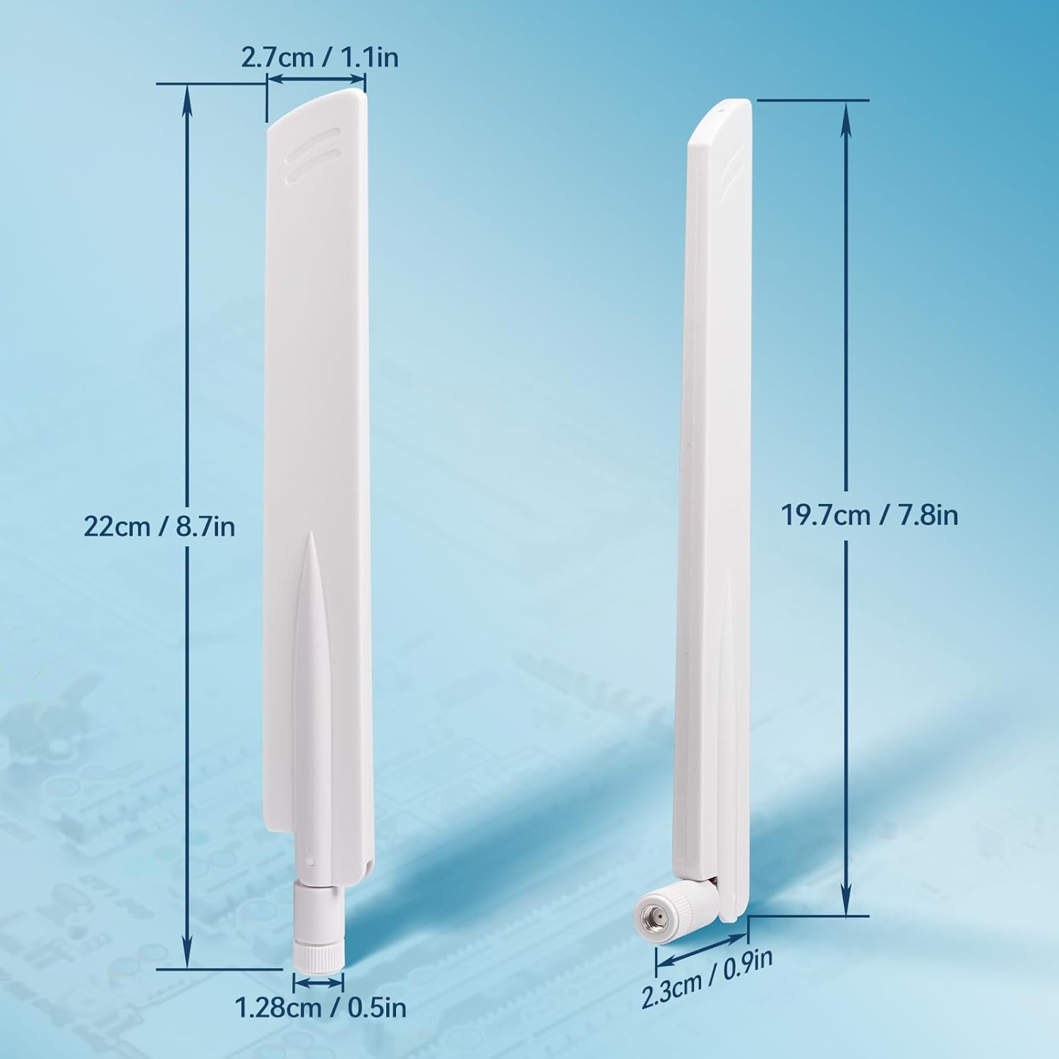 Eightwood Tri-Band WiFi 6E Antenna 2.4GHz 5GHz 6GHz RP-SMA Male Antenna White (2-Pack) for WiFi Router Security Camera DVR Recorder Surveillance Monitor