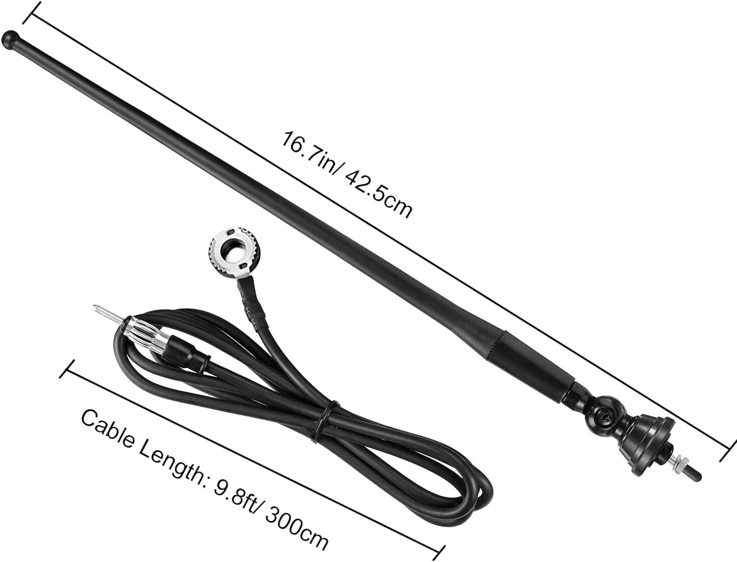 Eightwood Marine Boat Radio Antenna 16 Inch Rubber Duck Flexible Mast FM AM Stereo Antennae for Boat Car RV Motorhome ATV UTV Tractor Motorcycle Yacht