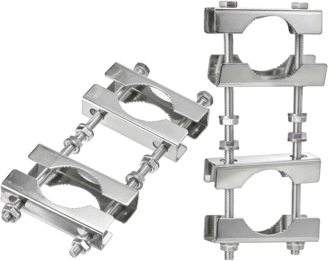 Eightwood Double Antenna Mast Clamp Kit V Jaw Block Mast to Mast Clamp Mounting Bracket Holder for TV CB Ham Antenna Flag Post