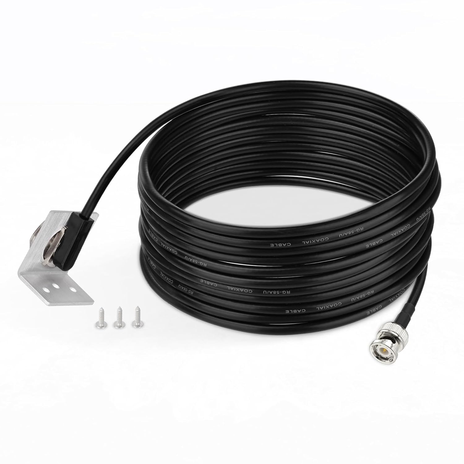 Eightwood NMO Antenna Mount to BNC Male Coax Connector Extension Cable RG58 16.4 Feet + L Shape Bracket for CB & Handheld Radio,Radio Antenna,Radio Scanner