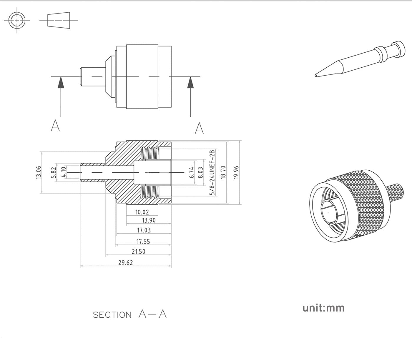 Eightwood N Male Plug Crimp RF Connector 50 ohm for LMR240 RG8X Coax Cable (5-Pack)