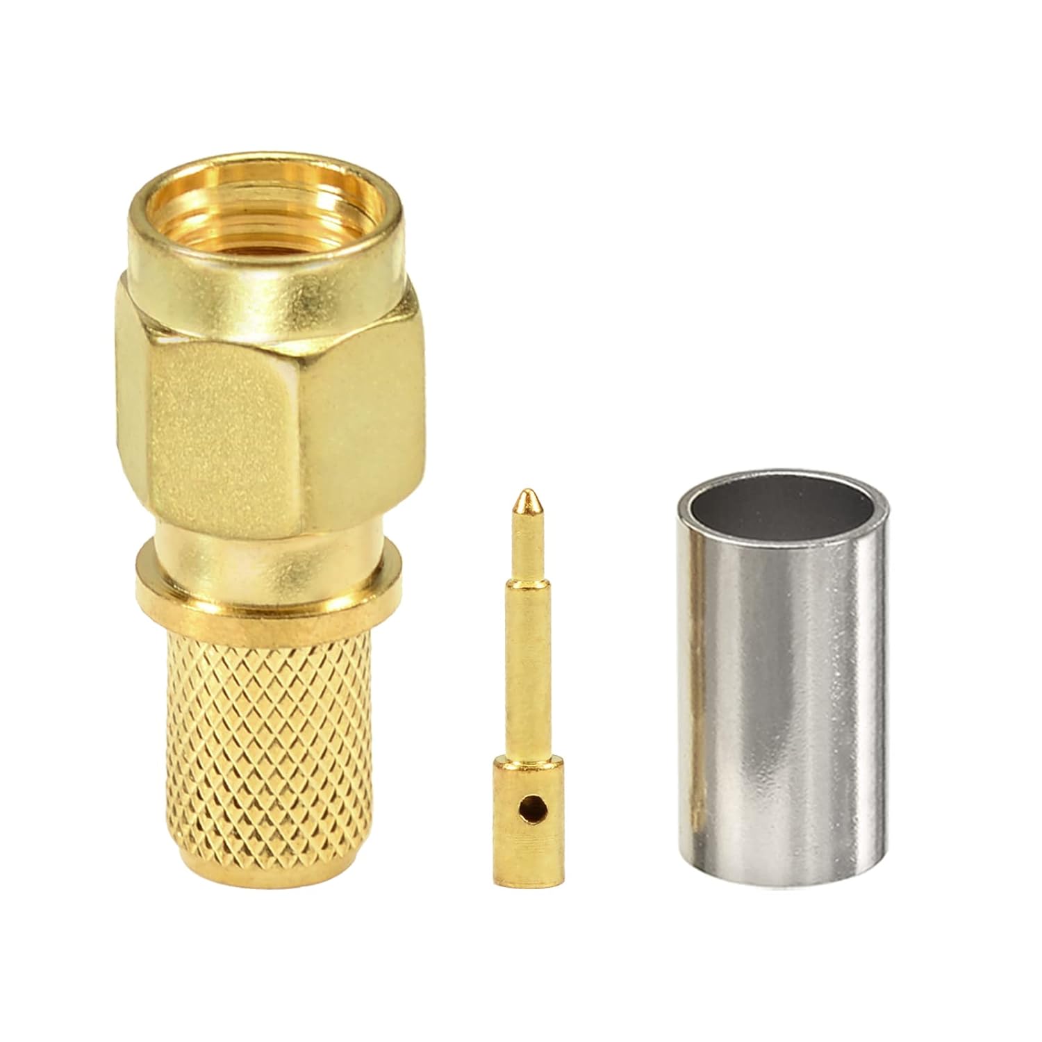 Eightwood 10pcs SMA Male Plug Crimp RF Connector Straight for LMR240 RG8X Coax Cable 50 ohm