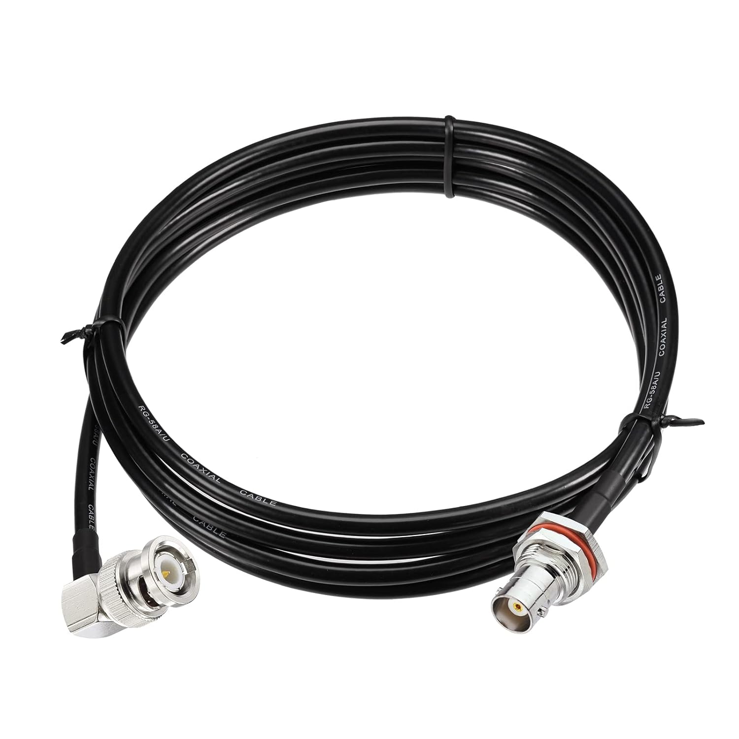 Eightwood BNC Bulkhead Female to BNC Male Right Angle Coax Cable RG58 Jumper 6.5 Feet for Wireless Microphone Receiver, Radio Scanner, Radio Antenna, CB Radio, VHF UHF Ham Radio
