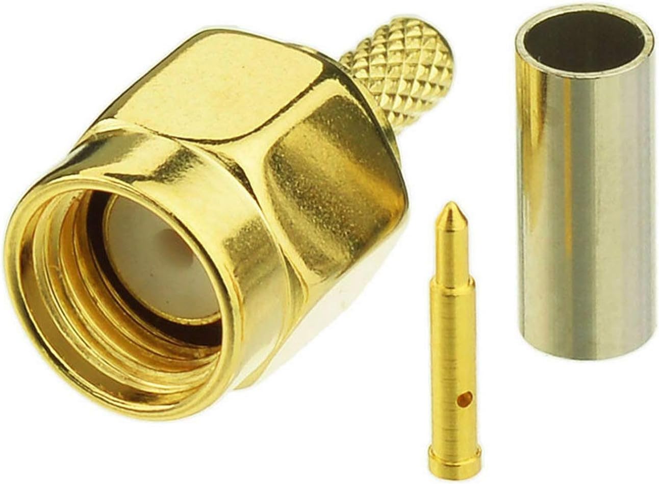 Eightwood 10pcs SMA Male Crimp RF Connector Gold-Plating for RG316 RG174 Cable