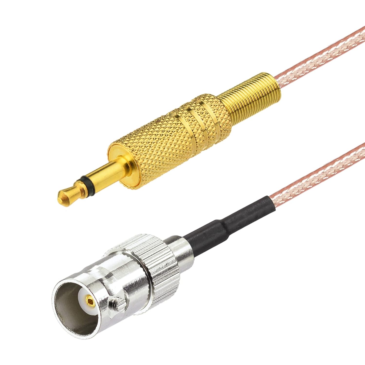 Eightwood BNC Female to 3.5mm 1/8” Mono TS Male Plug Stereo Adapter Coaxial Power Audio Cable 1.6 Feet for Shortwave Radio