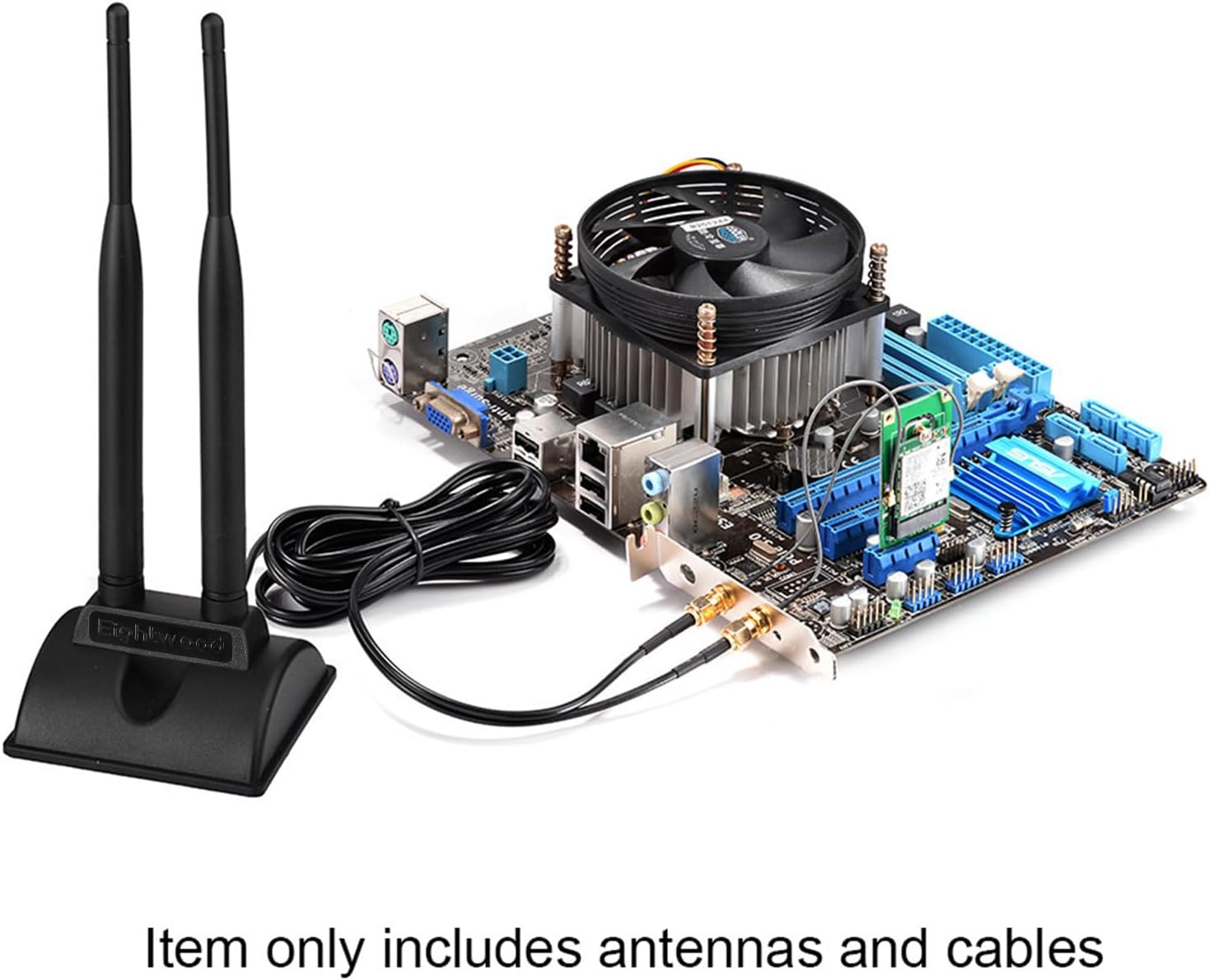 Eightwood 2.4GHz 5GHz Dual Band WiFi Antenna RP-SMA Male Antenna + RP-SMA Female Cable 6 inch (2-Pack) for Mini PCIe Network Card USB WiFi Adapter Wireless Router Hotspot