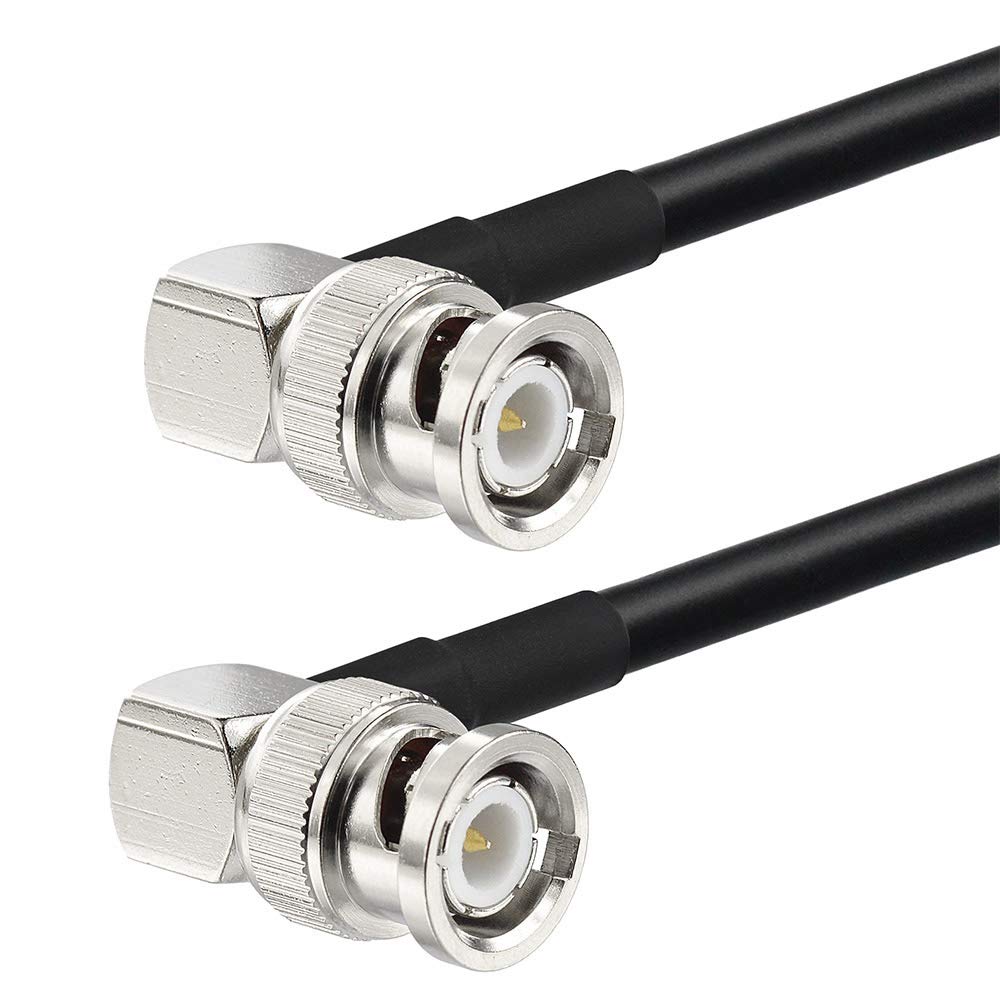 Eightwood BNC Male to Male Right Angle Cable RG58 Coax 3 Feet for CB Radio, Ham & Amateur Radio, Radio Scanners, Mobile Transceiver