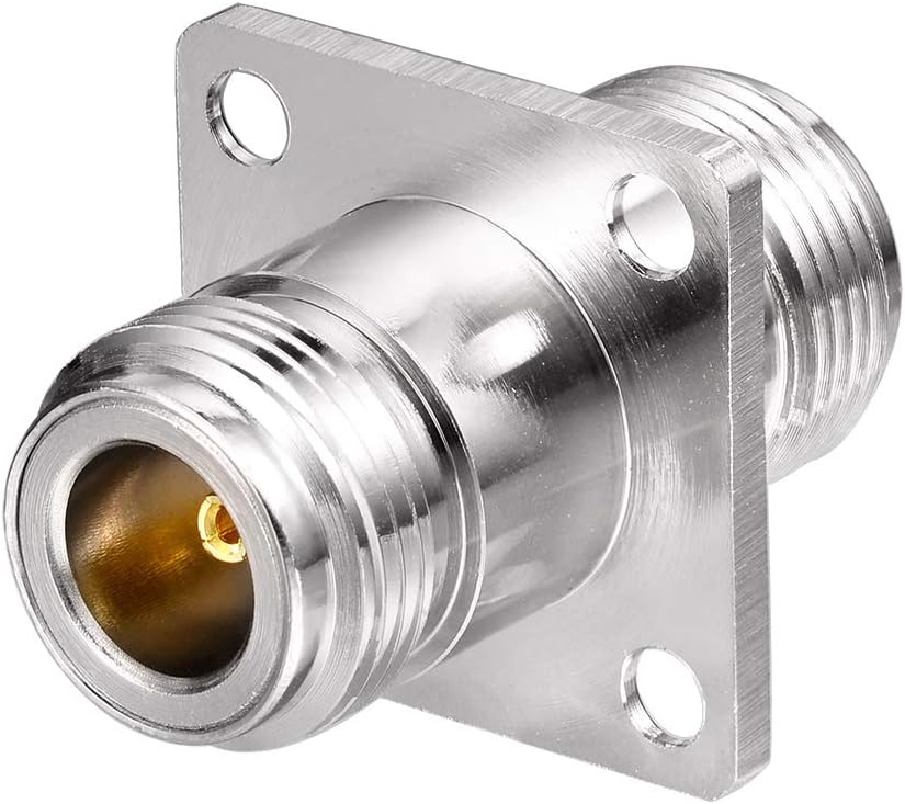 Eightwood 2pcs N Female to Female 4 Hole Flange Panel Mount Adapter for Ham Radio WiFi Antenna Cable