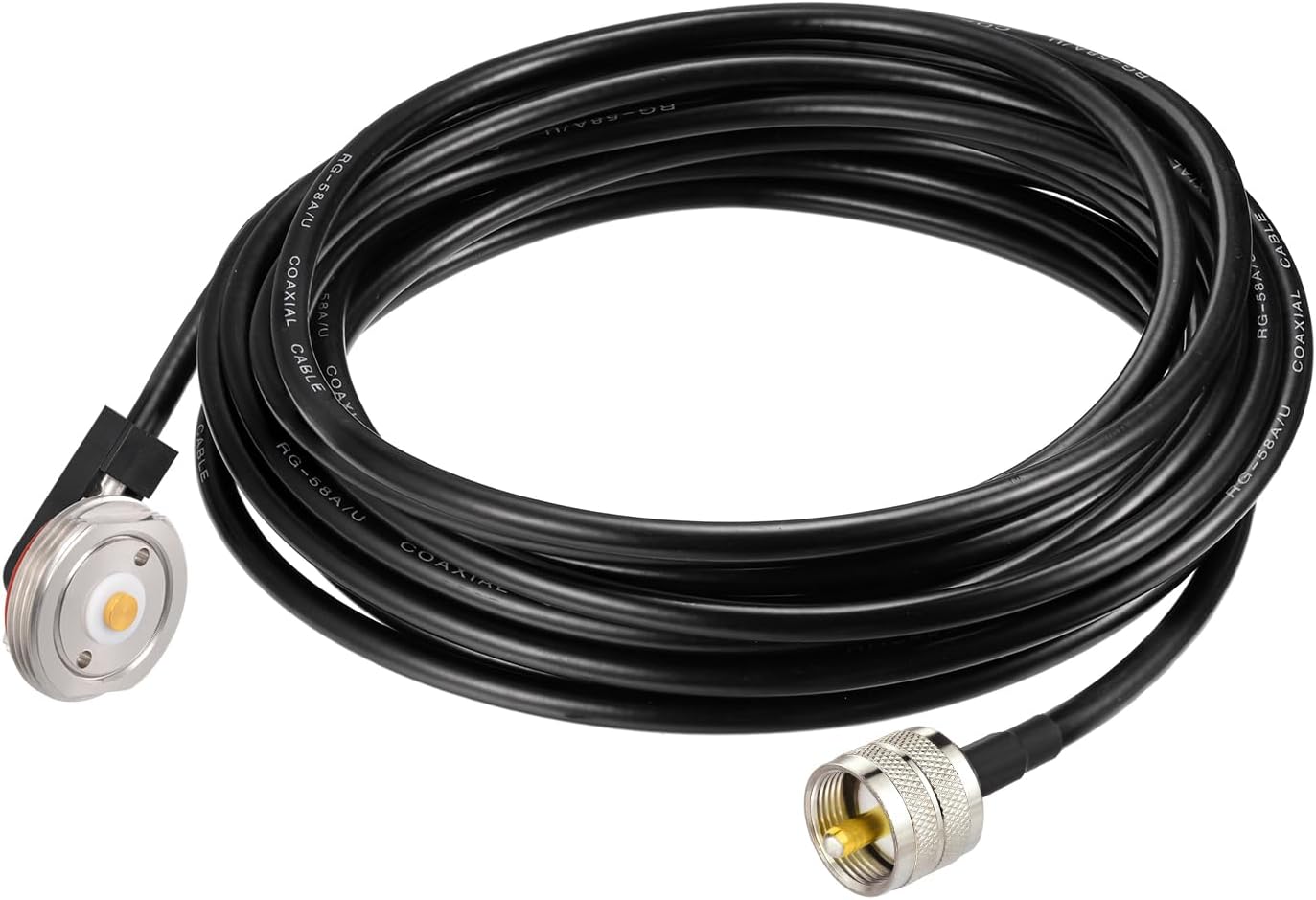 Eightwood NMO Antenna Mount to UHF Male PL259 Extension Cable RG58 16.4 Feet for Yaesu Vertex Icom VHF/VHF CB Mobile Radio Antenna