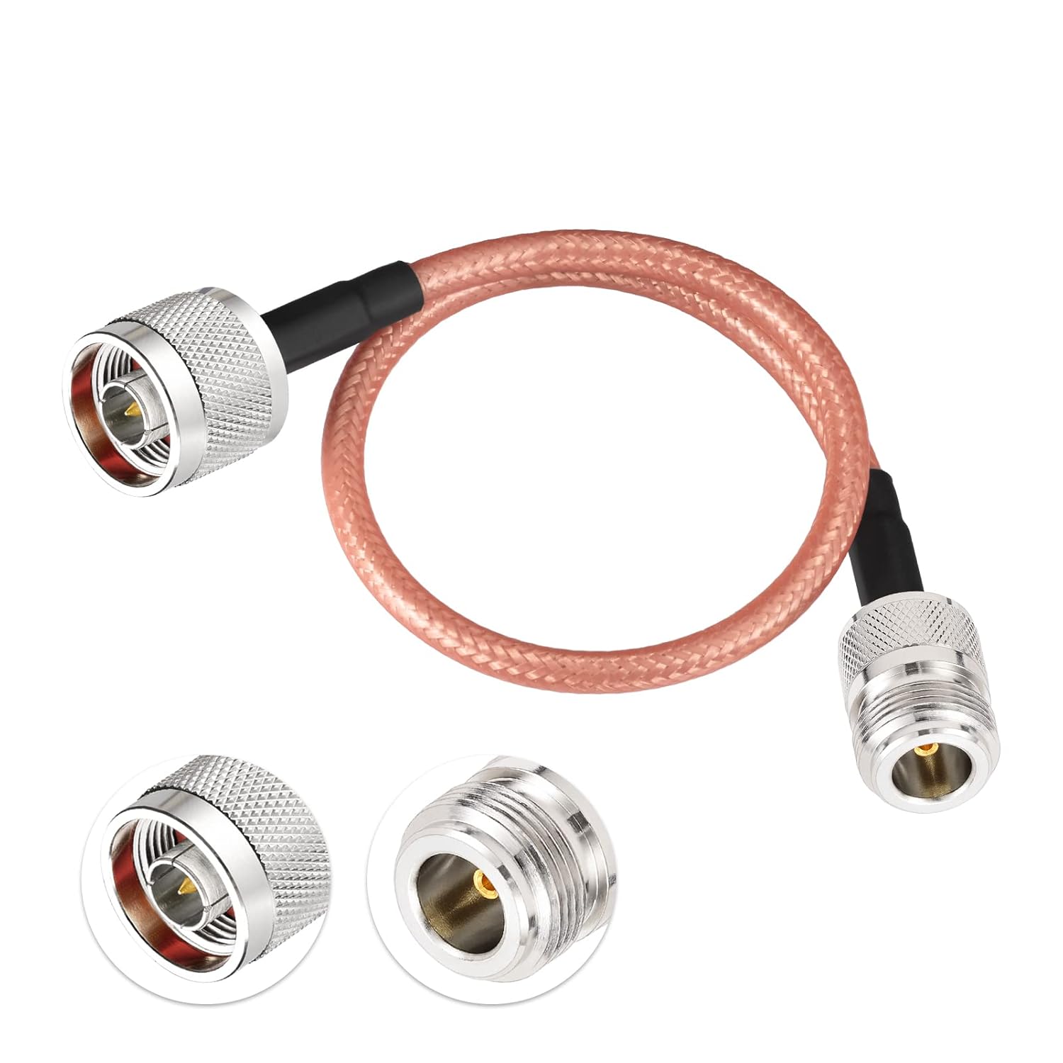 Eightwood N Female to N Male Adapter RG400 Low Loss Coaxial Cable 12in for 4G LTE Antenna,WiFi Antenna, Wireless Router, Ham Radio