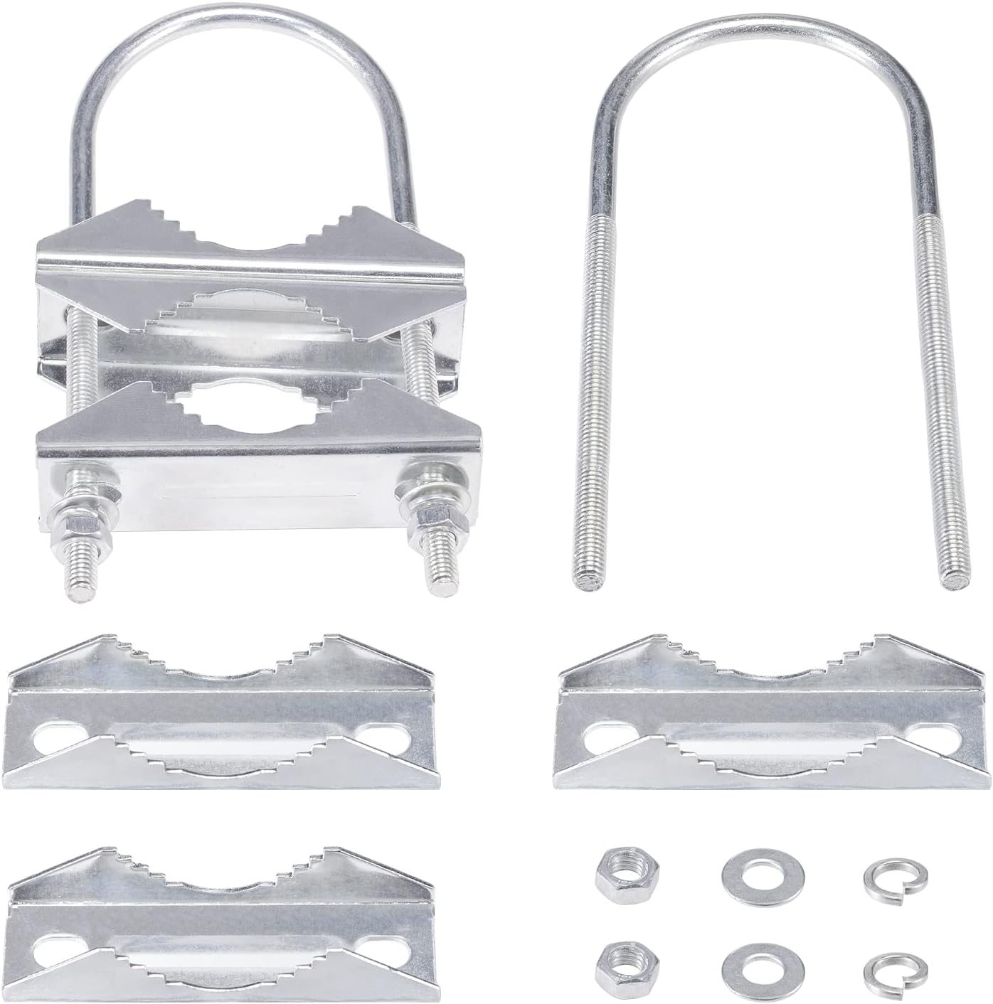 Eightwood Double Antenna Mast Clamp V-Jaw Bracket U Bolts Pipe Mounting Hardware 2 Sets for Yagi WiFi Antenna, TV Antenna, CB Ham Antenna, Lora Antenna