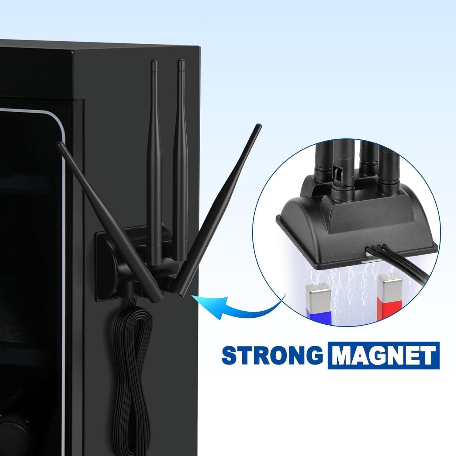 Eightwood Dual Band WiFi 6 Antenna 2.4GHz 5GHz, 4 RP-SMA Connector WiFi Antenna Magnetic Base for PC Desktop Computer PCIe Bluetooth Card Wireless Router and Access Point