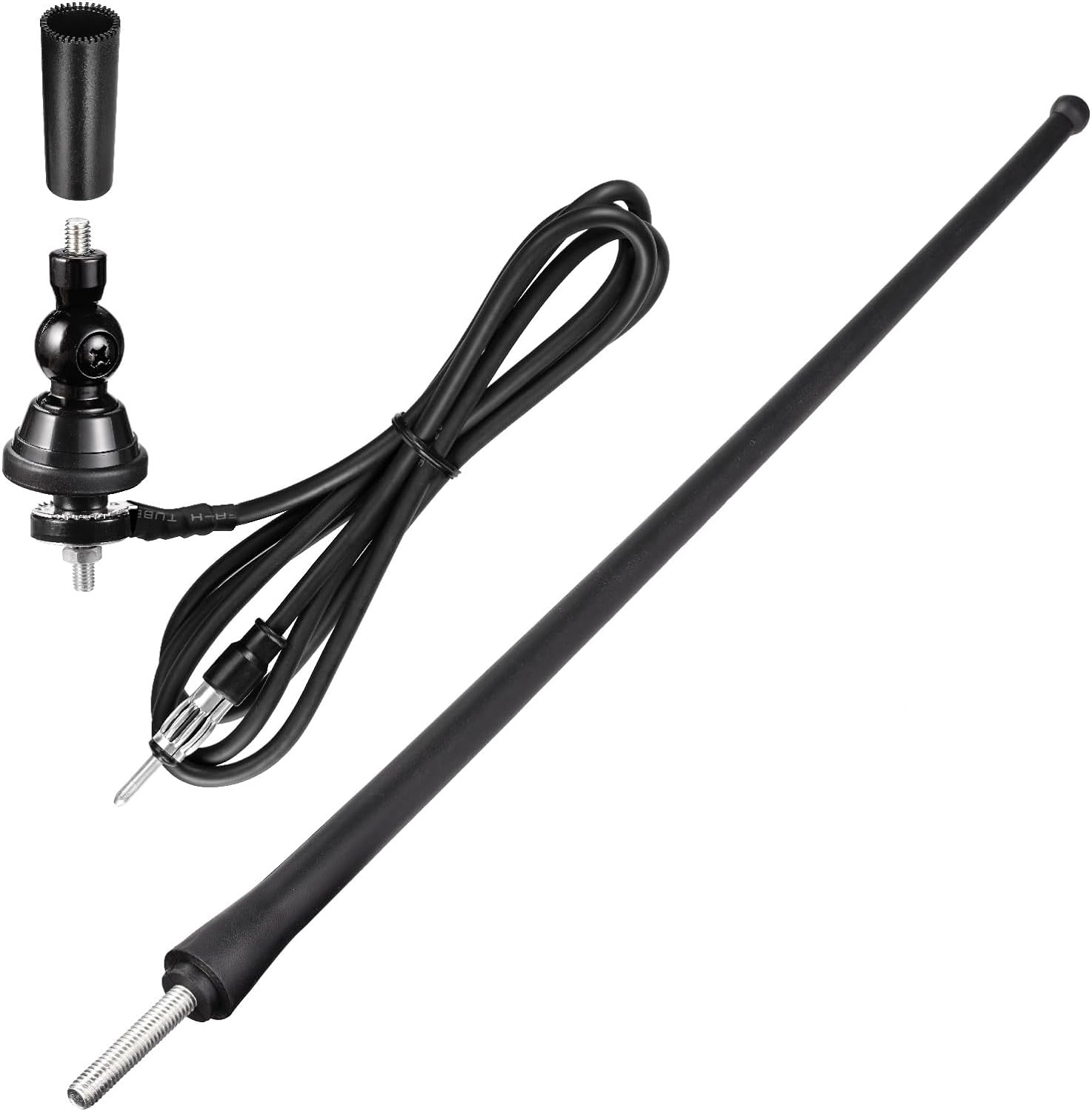 Eightwood Marine Boat Radio Antenna 16 Inch Rubber Duck Flexible Mast FM AM Stereo Antennae for Boat Car RV Motorhome ATV UTV Tractor Motorcycle Yacht