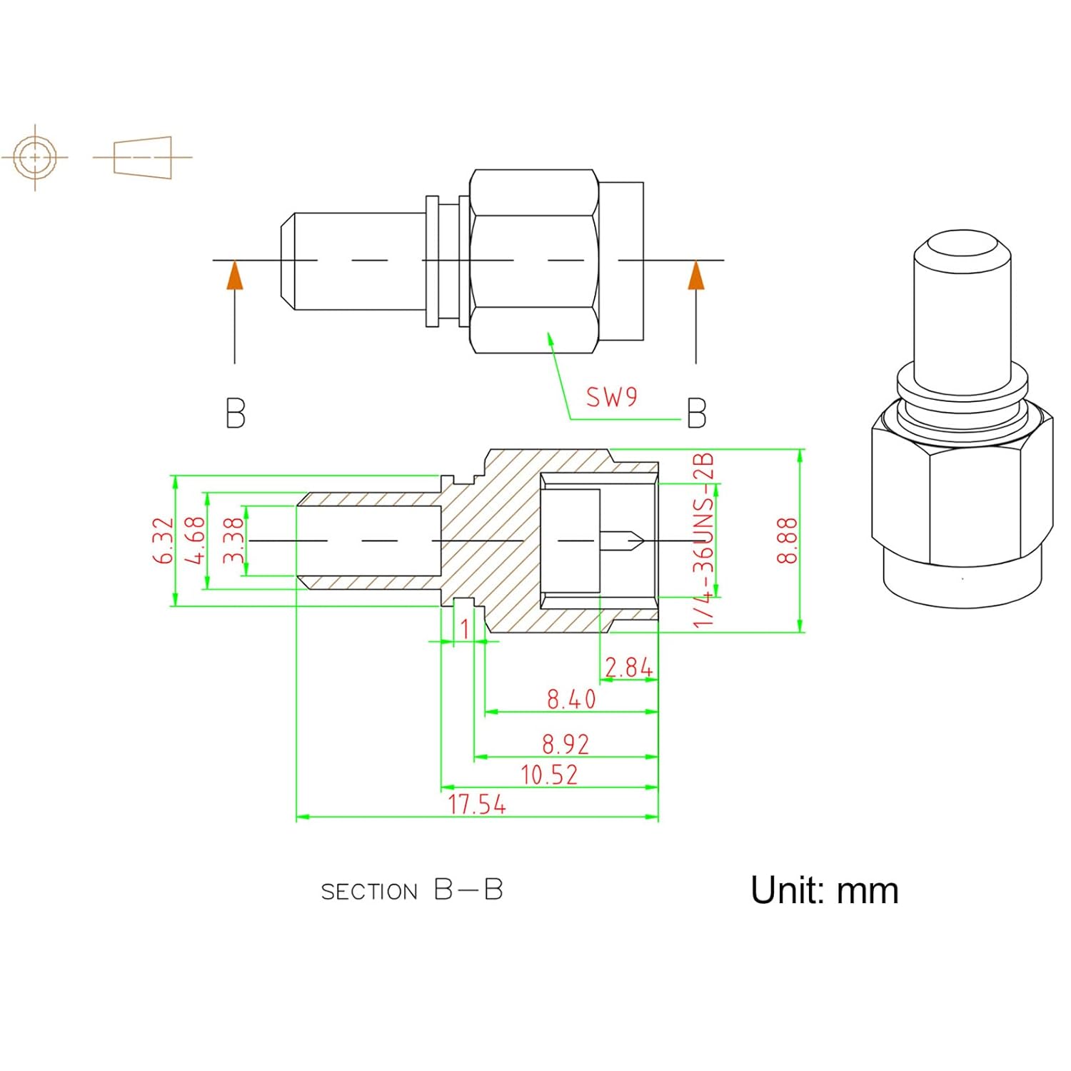Eightwood 10pcs SMA Male Plug Crimp RF Connector for RG58 RG142 LMR195 Coaxial Cable