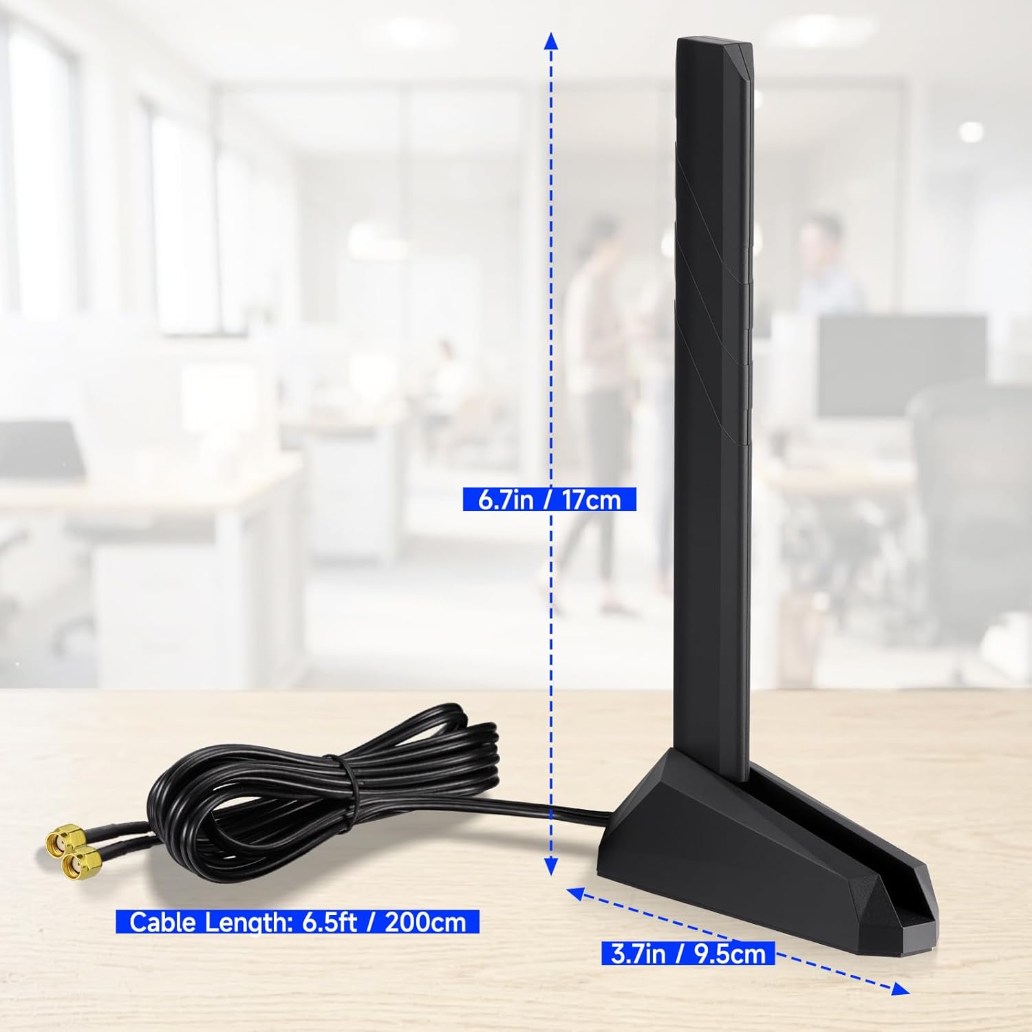 Eightwood WiFi 7 WiFi 6E Antenna Tri-Band 6GHz 5GHz 2.4GHz RP-SMA Antenna with Magnetic Base for Desktop PC ASUS Gigabyte Aorus Gaming Motherboard PCIe Bluetooth Card