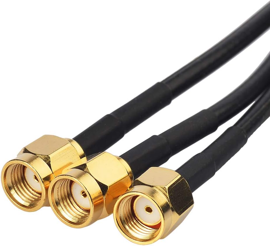 Eightwood 2.4GHz 5GHz Dual Band WiFi Antenna, 3 RP-SMA Connector WiFi 6 Antenna Magnetic Base for PC Desktop Computer, PCIe Network Card, Wireless Router, Mobile Hotspot