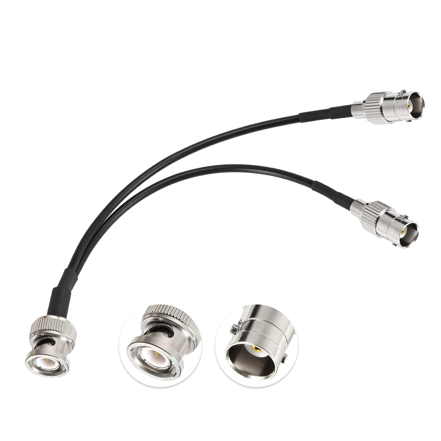 Eightwood BNC Splitter Cable 6in BNC Male to Dual Female Adapter Pigtail 50 Ohm for CCTV Camera Ham Radio Antenna Scanner