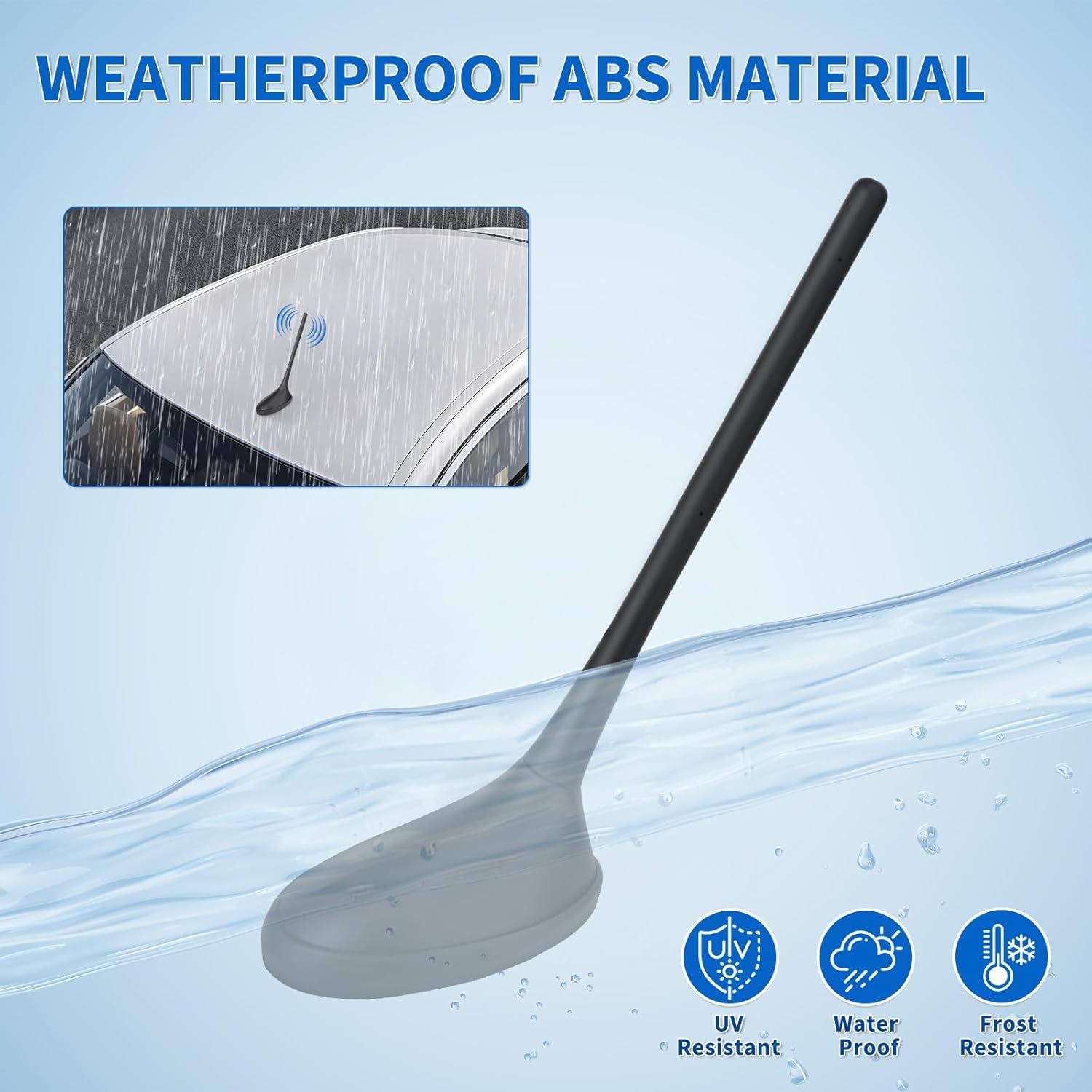 Eightwood Universal Car Radio Antenna Replacement, Roof Mount FM AM Stereo Antenna with DIN Male Connector for Vehicle Car Truck SUV Marine Radio Stereo Receiver Media Head Unit