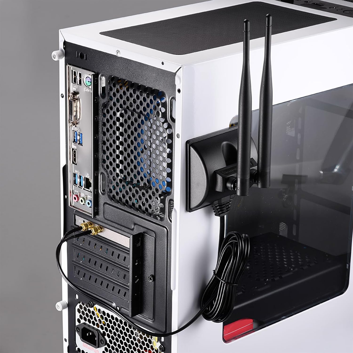 Eightwood 2.4GHz 5GHz Dual Band RP-SMA Male WiFi Antenna + RP-SMA Female Cable 9.8 inch 2-Pack for M.2 NGFF Network Card PC Desktop Computer