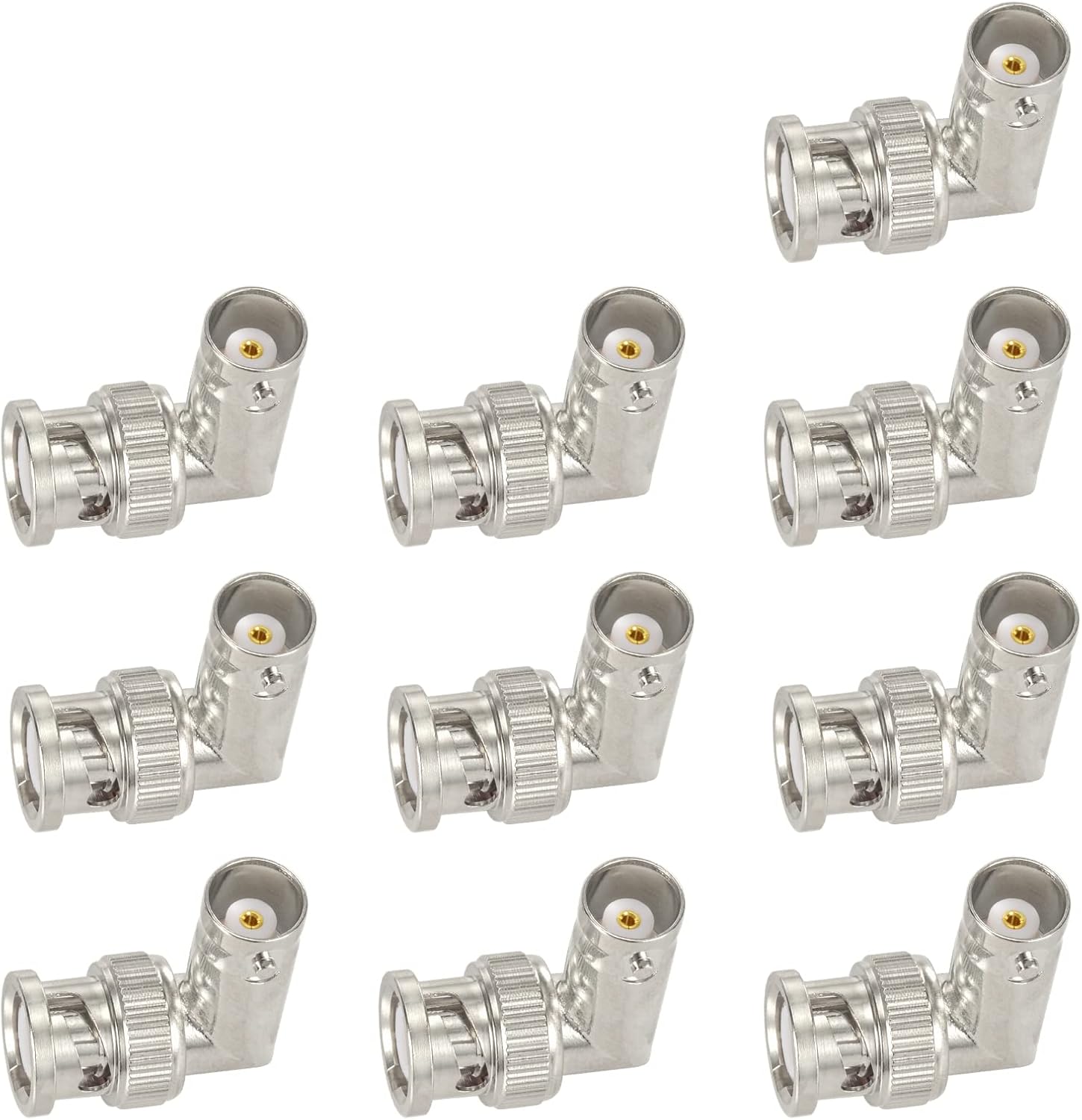 Eightwood 10pcs BNC Male to Female Elbow Right Angle Adapter for CCTV Camera, Ham Radio Antenna, Scanner