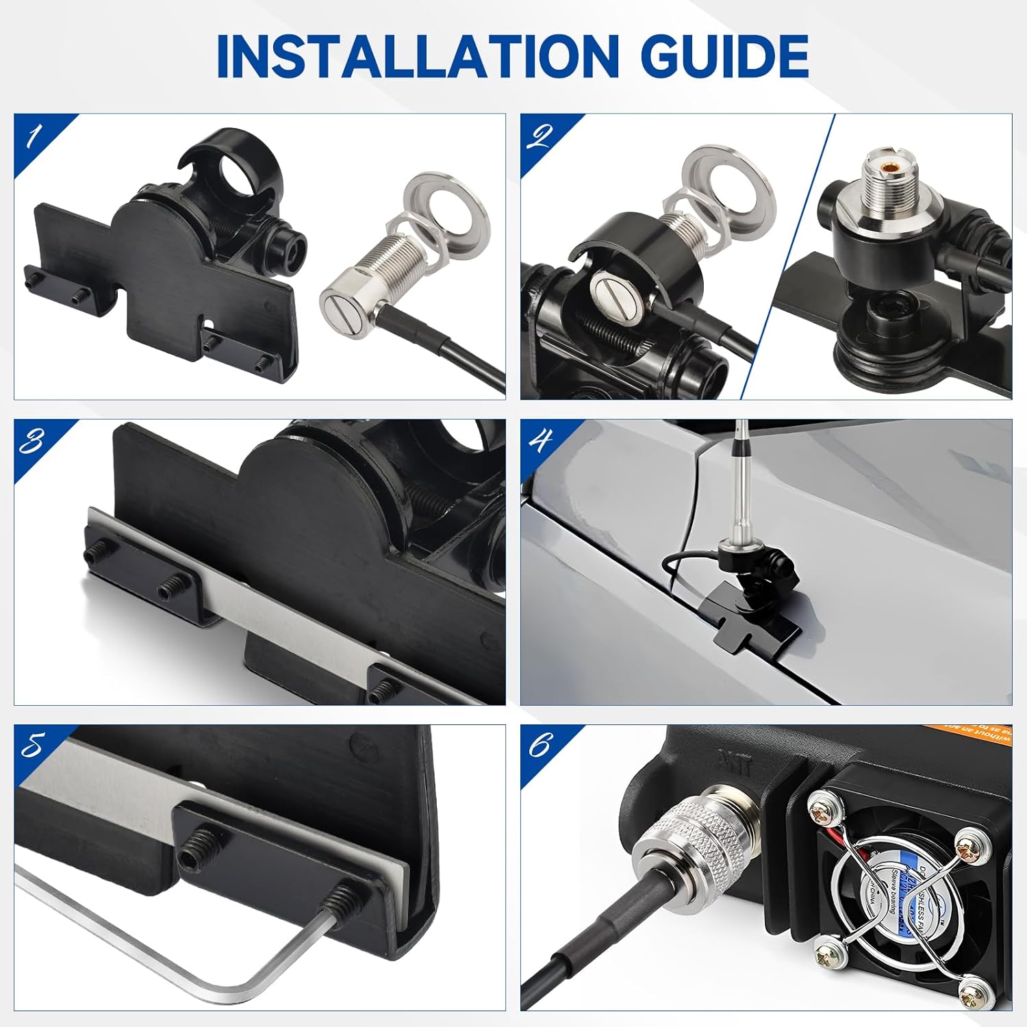 Eightwood Vehicle Mobile Ham Radio Antenna Dual Band PL259 VHF UHF 144/430MHz Anti-Rust Antennae 26in with Lip Mount Fixed Bracket and RG58 Extension Cable 16.4ft for Vehicle Car Truck Amateur Radio