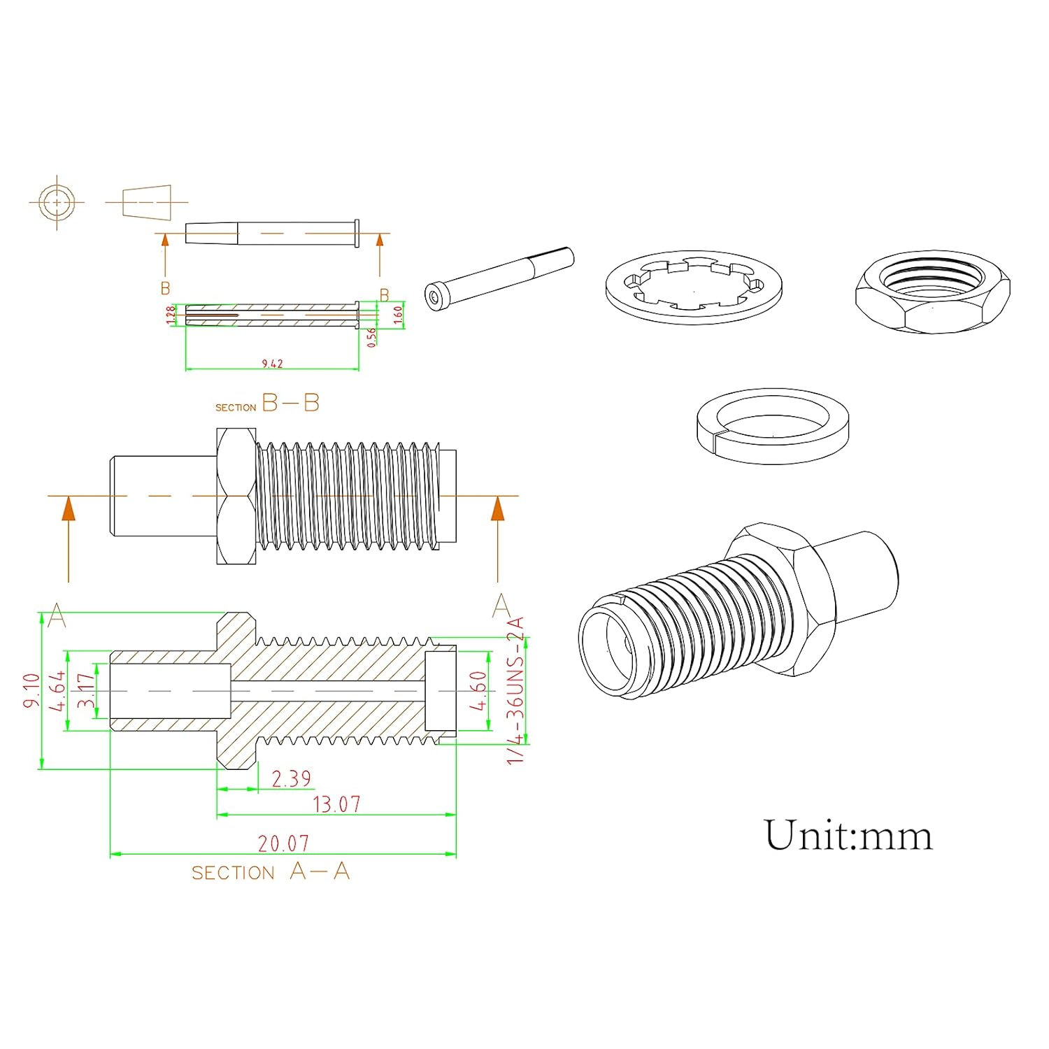 Eightwood 10pcs SMA Female Bulkhead Crimp Connector for RG58 RG142 LMR195 Cable