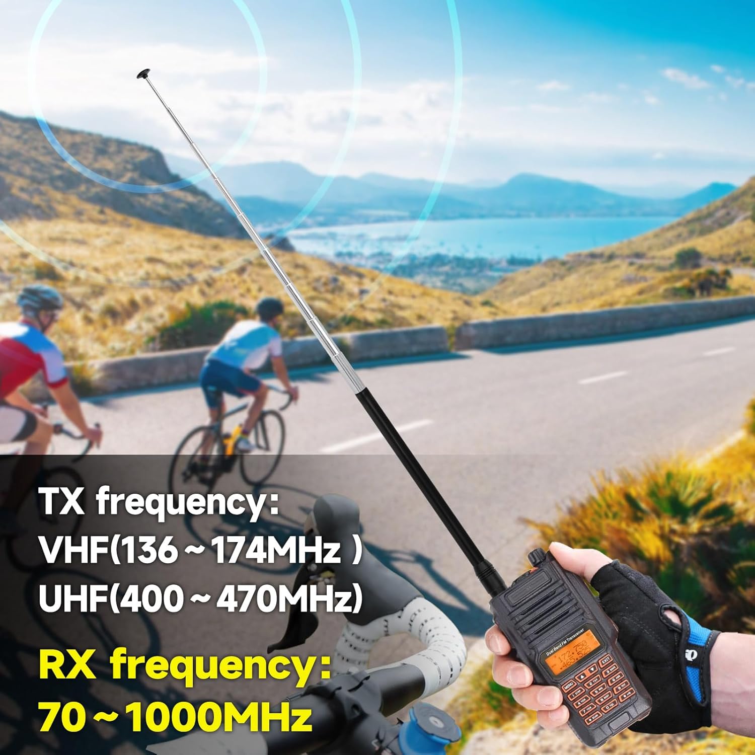 Eightwood 70-1000MHz Wide Band Handheld Telescopic Antenna 9-Section SMA Female Ham Radio Antennae for Baofeng UV5R UV82 Two Way Radios HT Scanner