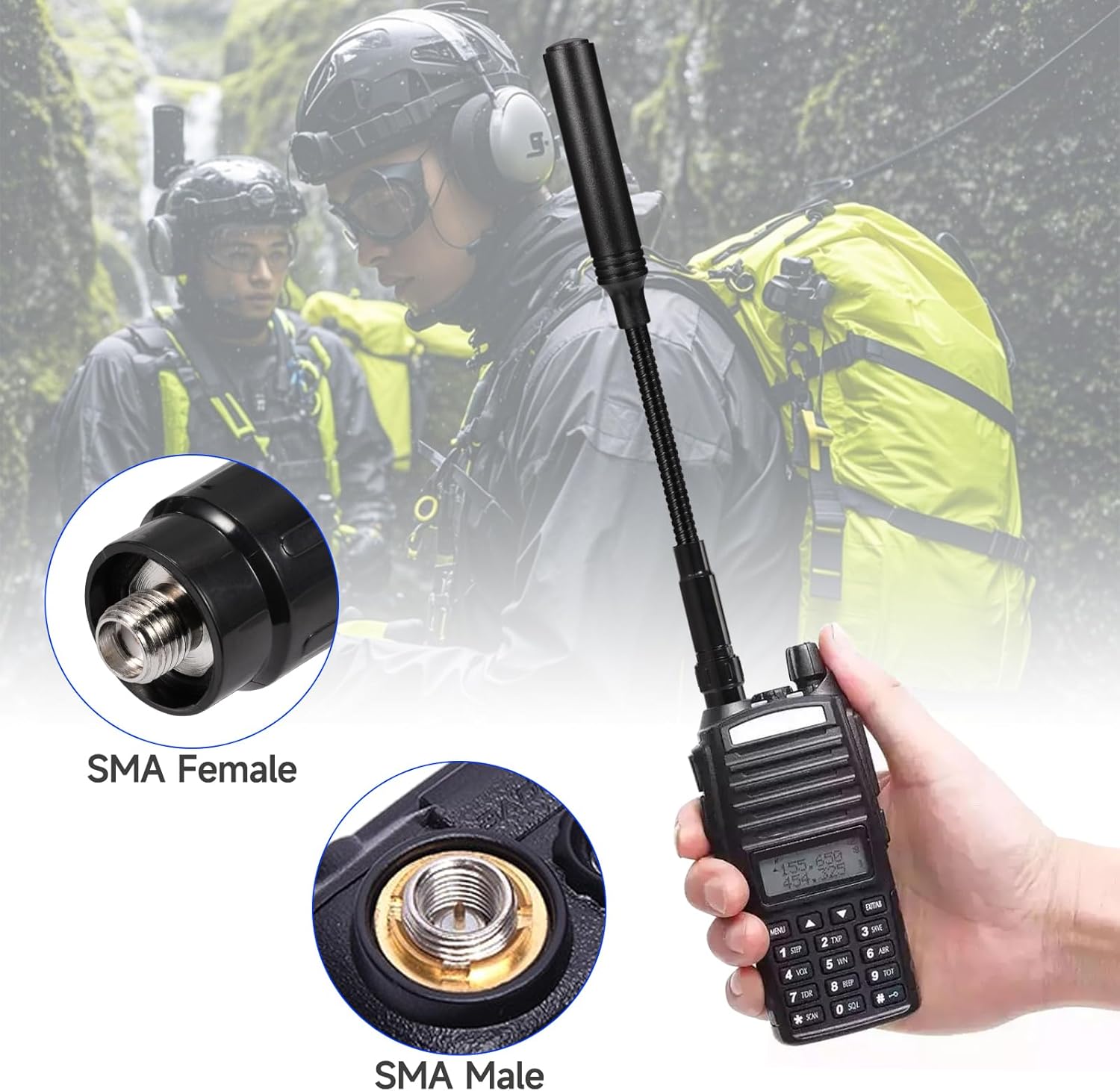 Eightwood Gooseneck Ham Radio Antenna VHF/UHF 144/430MHz Flexible Amateur Tactical Antenna SMA Female Connector for Baofeng UV-5R UV-82 BF-F8HP Two-Way Radios